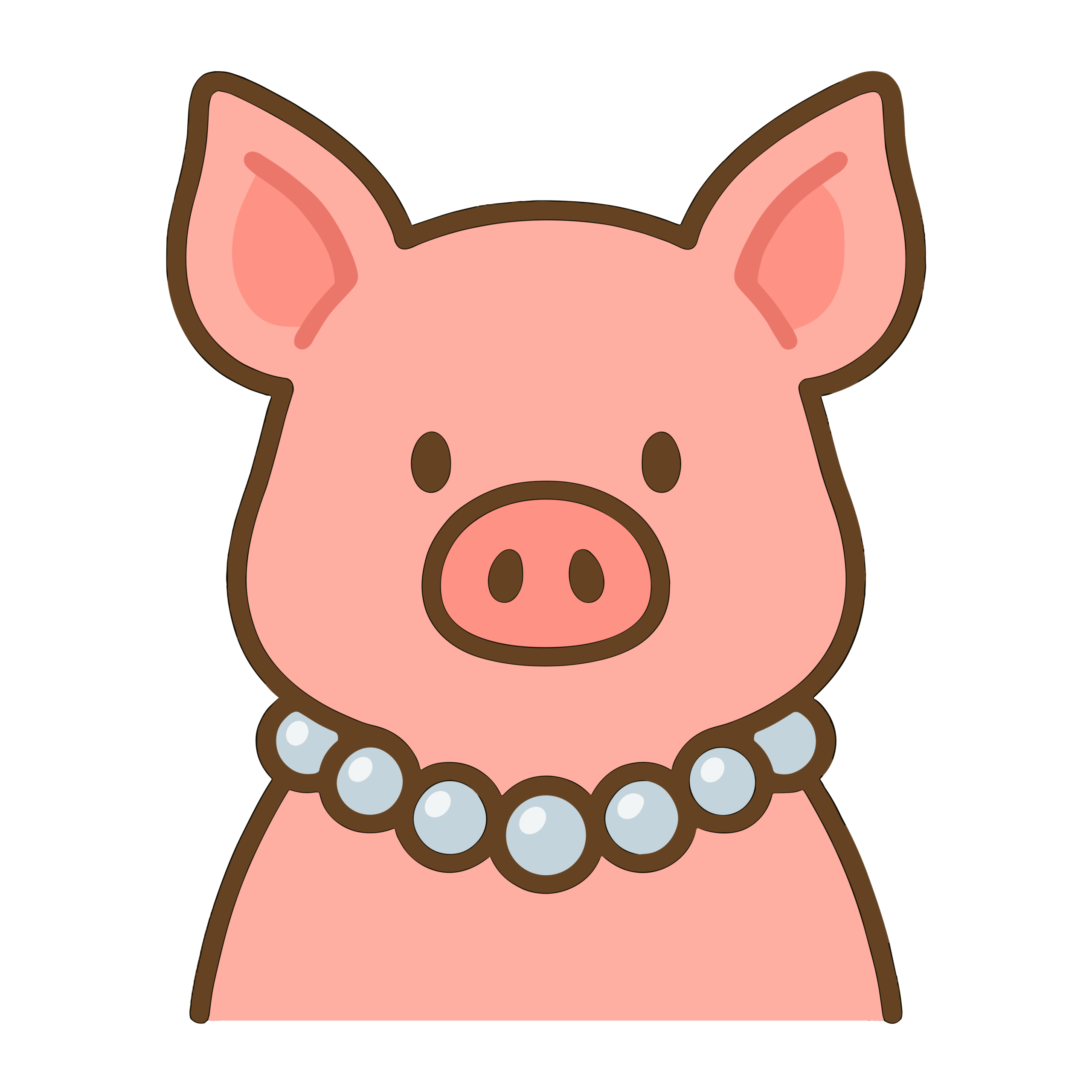 真珠のネックレスをつけたかわいい豚のイラスト