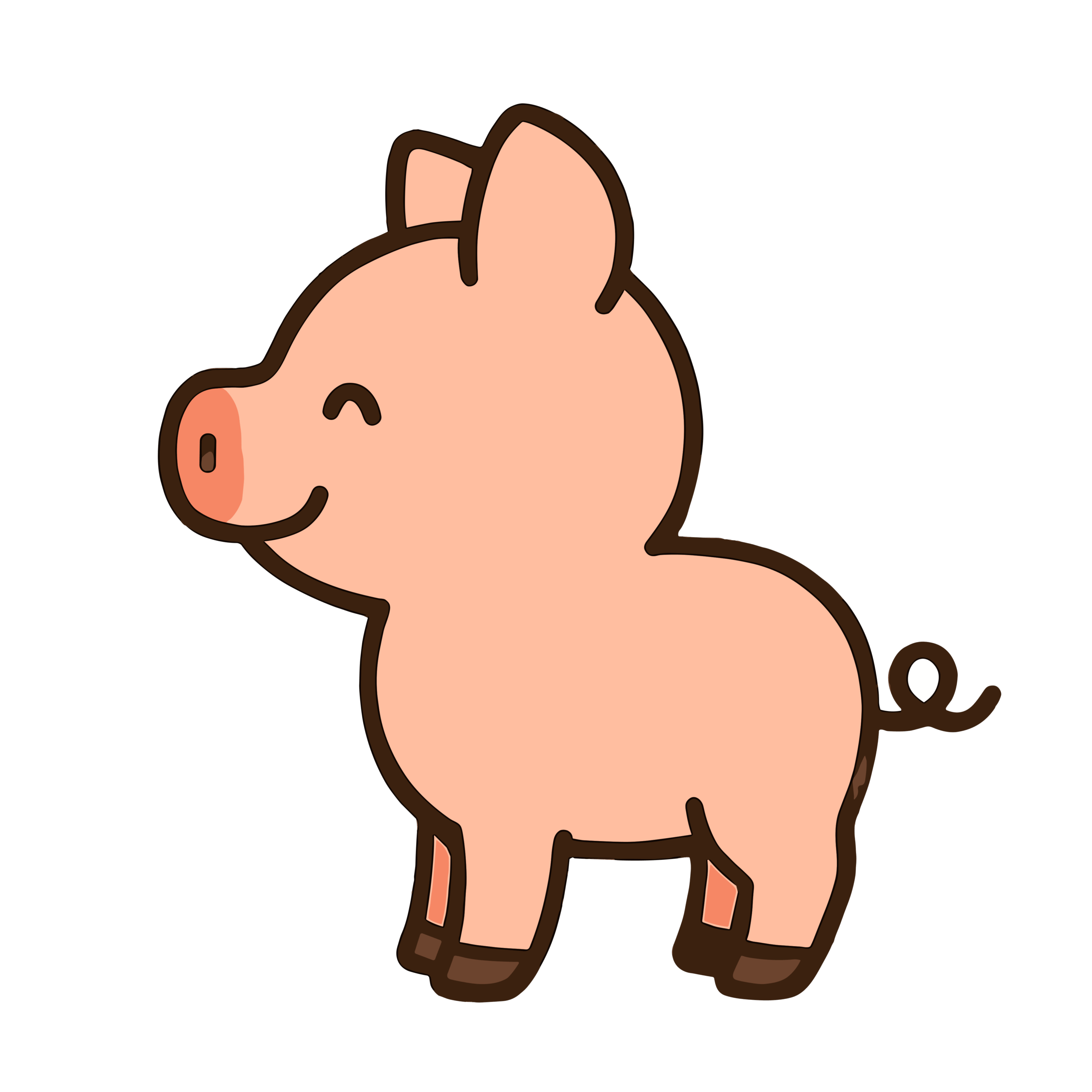 横向きでにっこり立っているぶたの全身イラスト