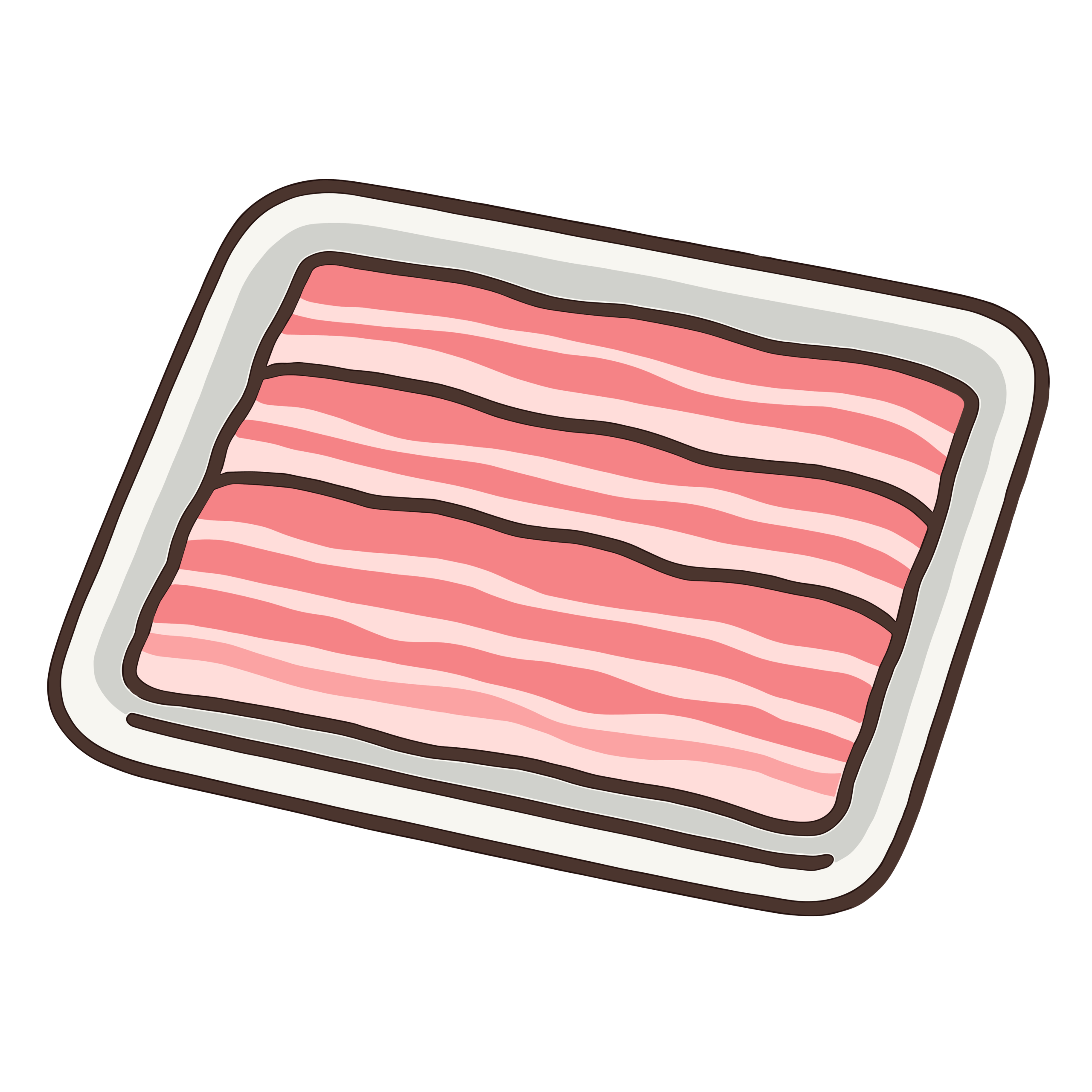 トレイに入った豚バラ肉スライスのかわいいイラスト