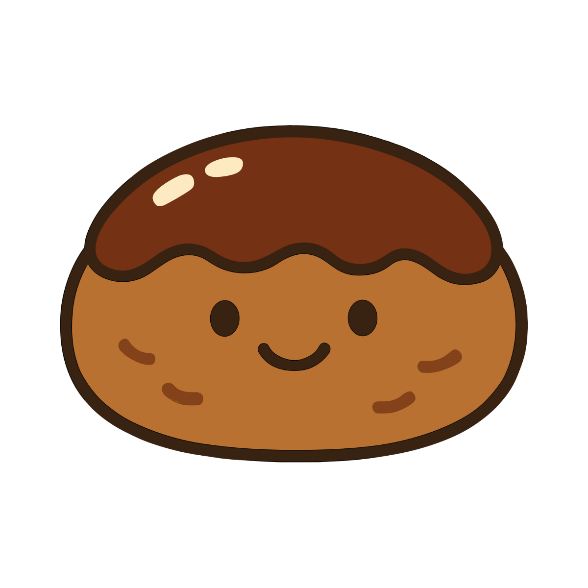 にっこり笑ったゆるい表情のハンバーグキャラクターのイラスト