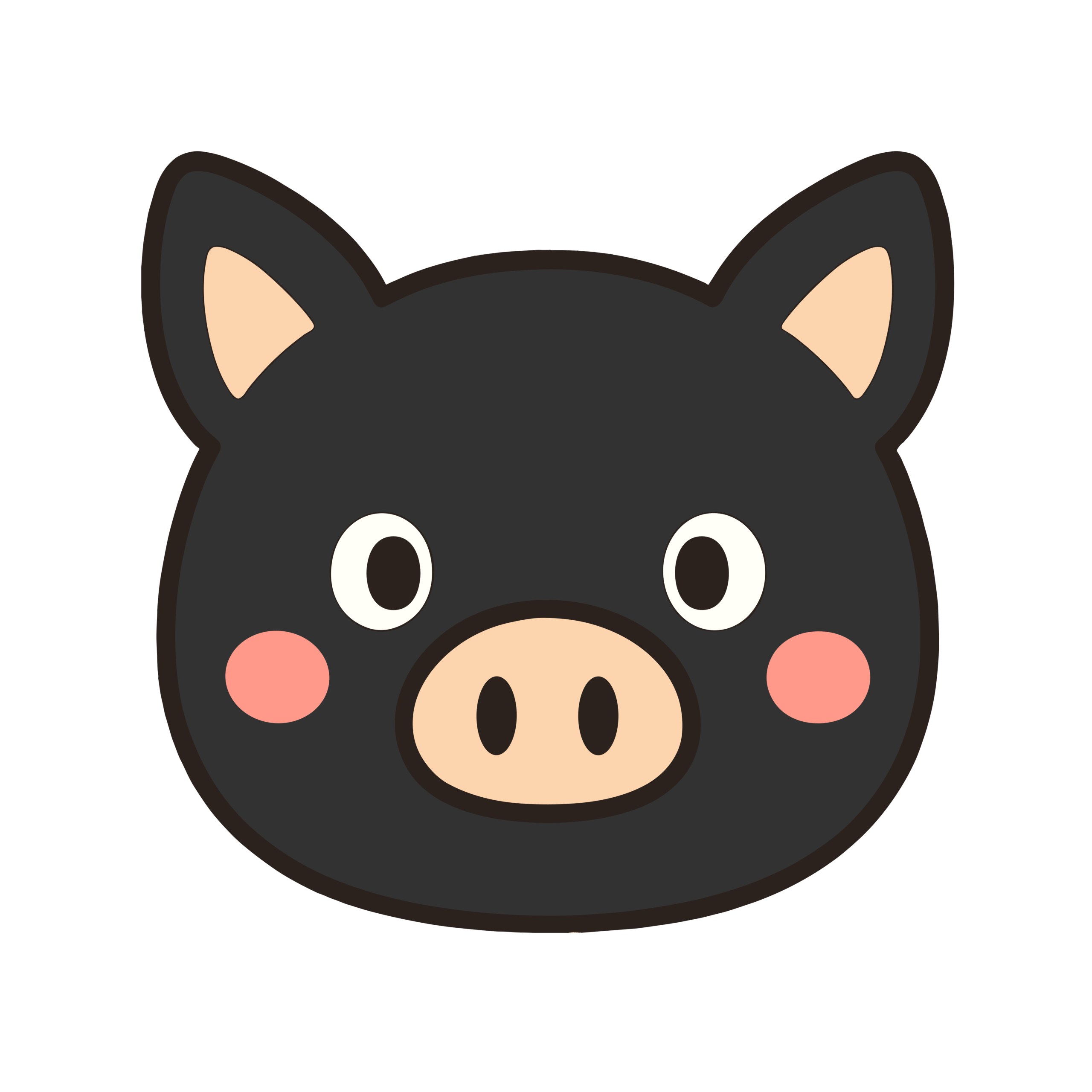 鹿児島の黒豚の顔をかわいく描いたイラスト