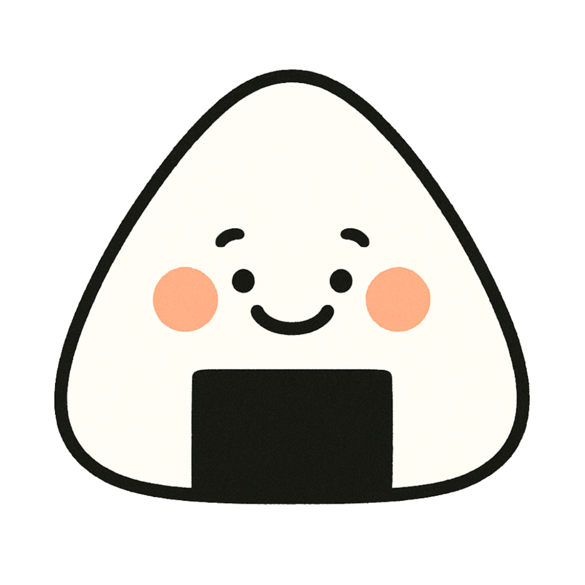 ゆるい表情でにっこり笑うおにぎりキャラクターのかわいいイラスト