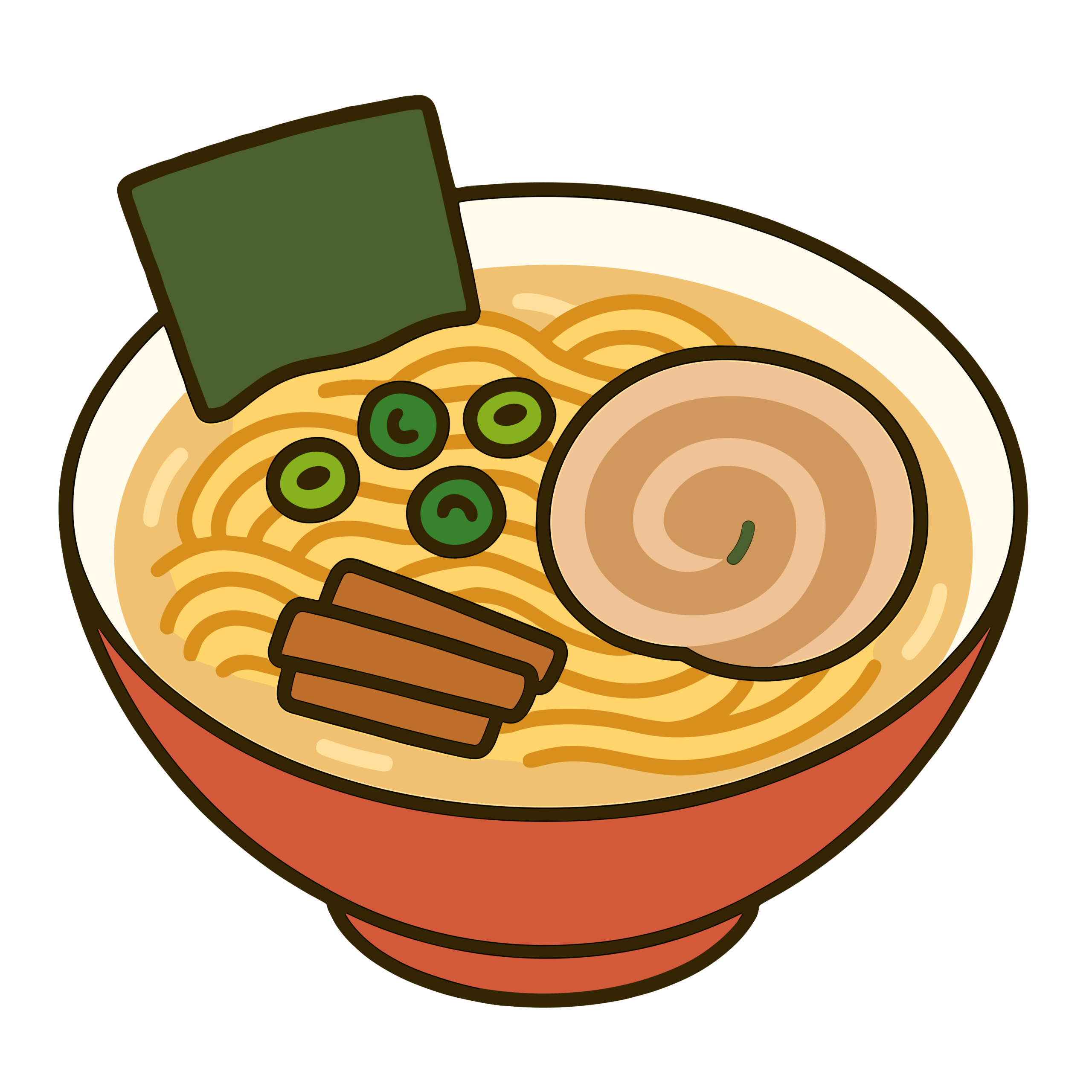 チャーシューやねぎがのった豚骨ラーメンのイラスト
