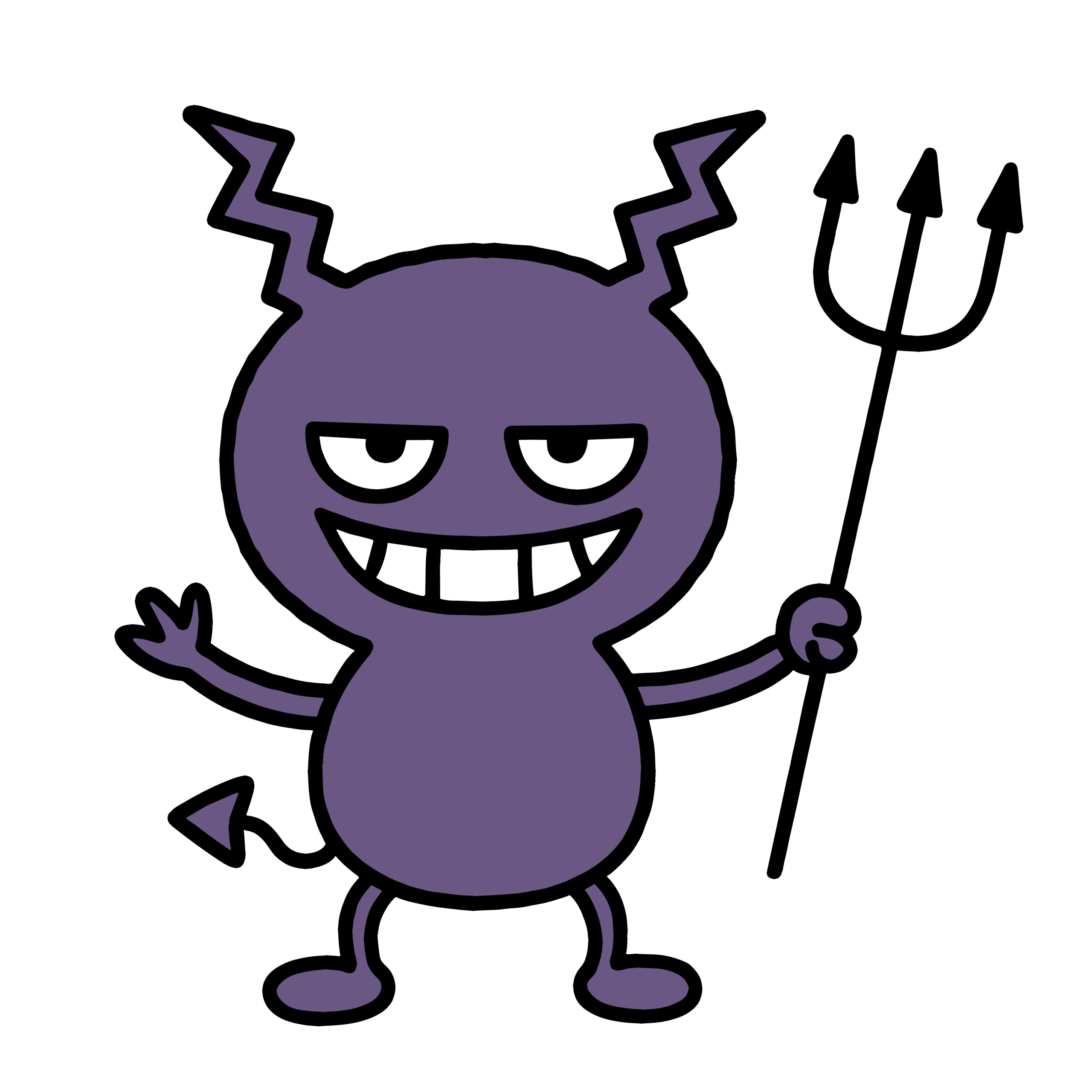 ジト目で笑うかわいいバイキンキャラクターのイラスト、簡単に使える無料ダウンロード素材