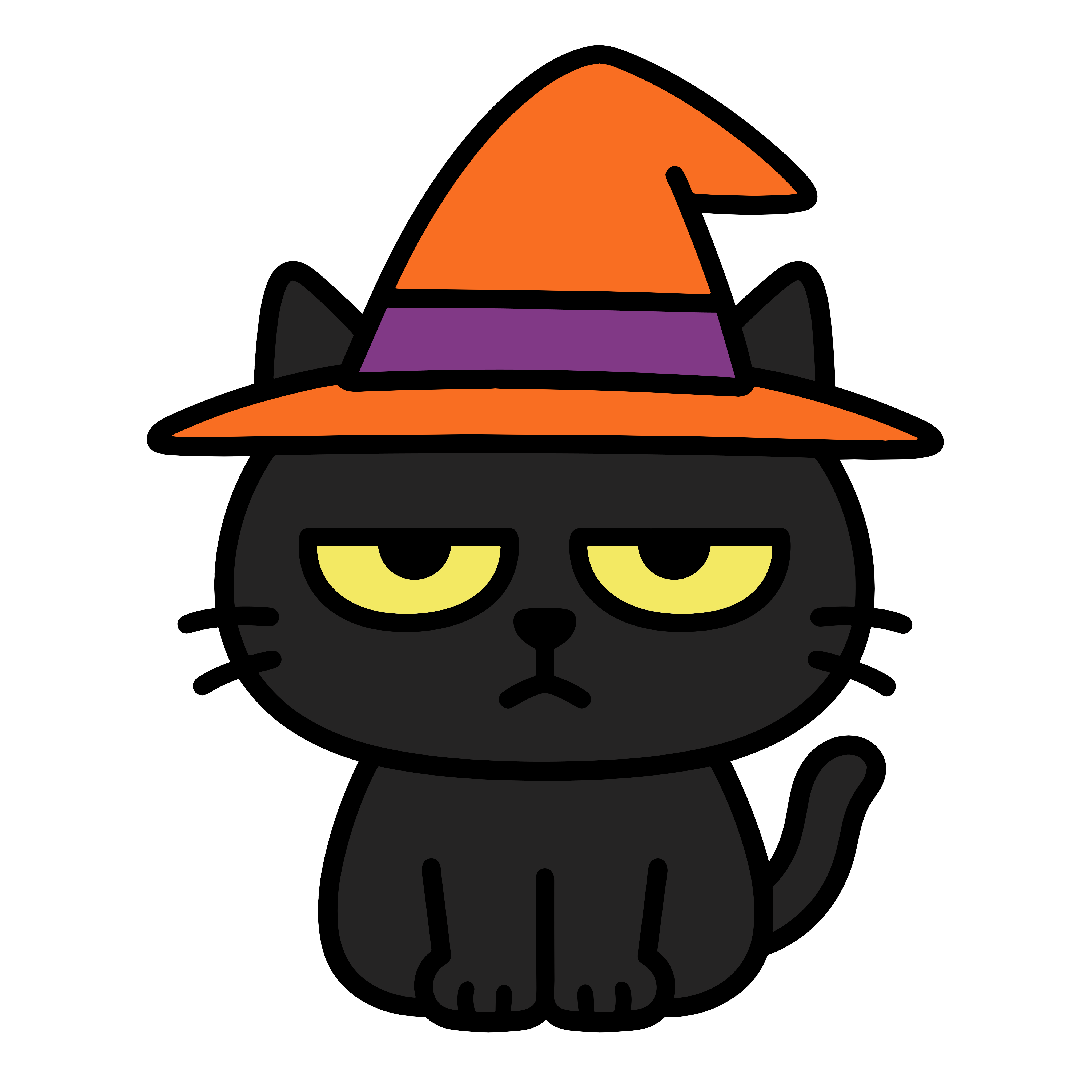 帽子をかぶる黒猫のイラスト無料ダウンロード（カラー）