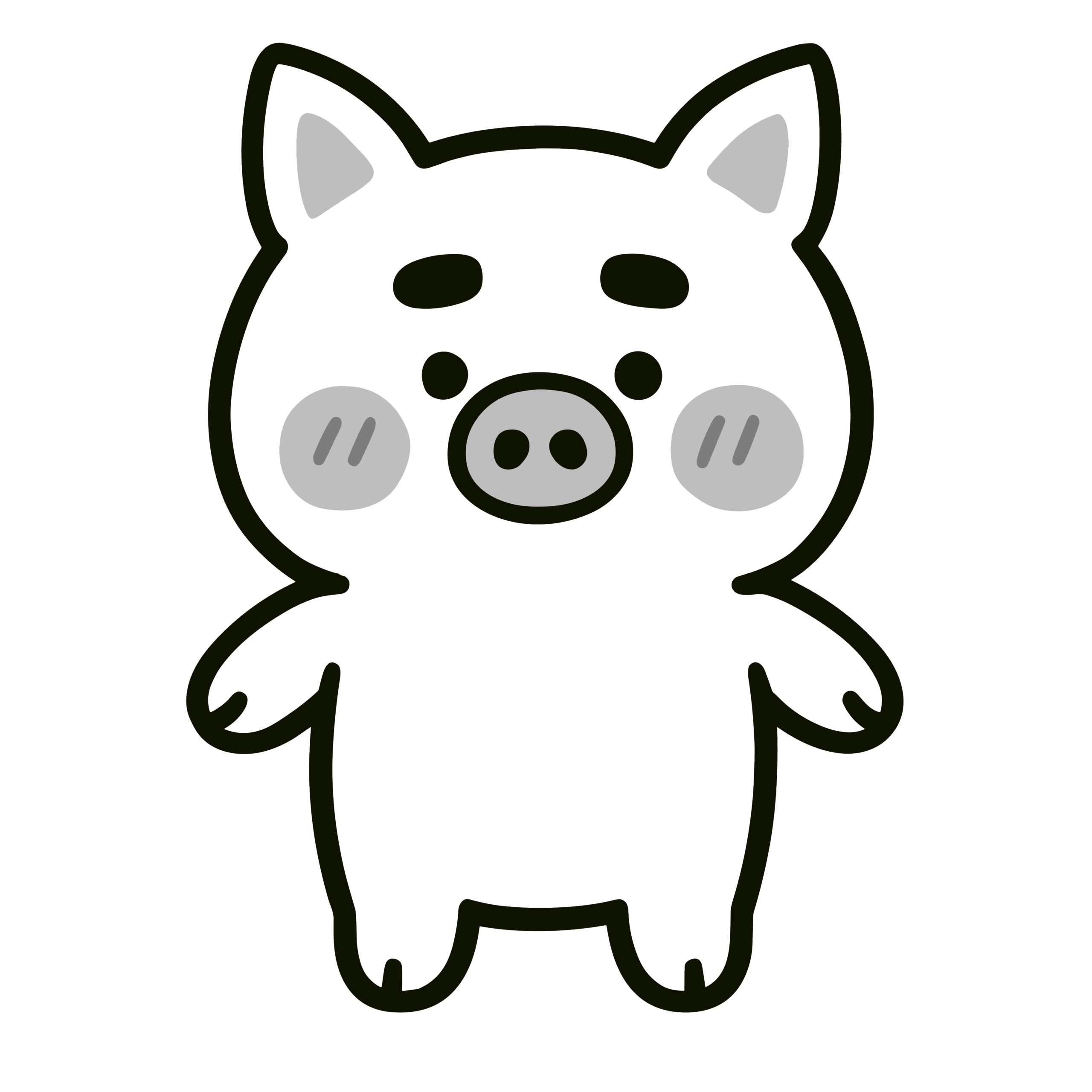 かわいいぶた風の白黒(モノクロ)イラスト 保育園やこども園向けの無料素材ダウンロード