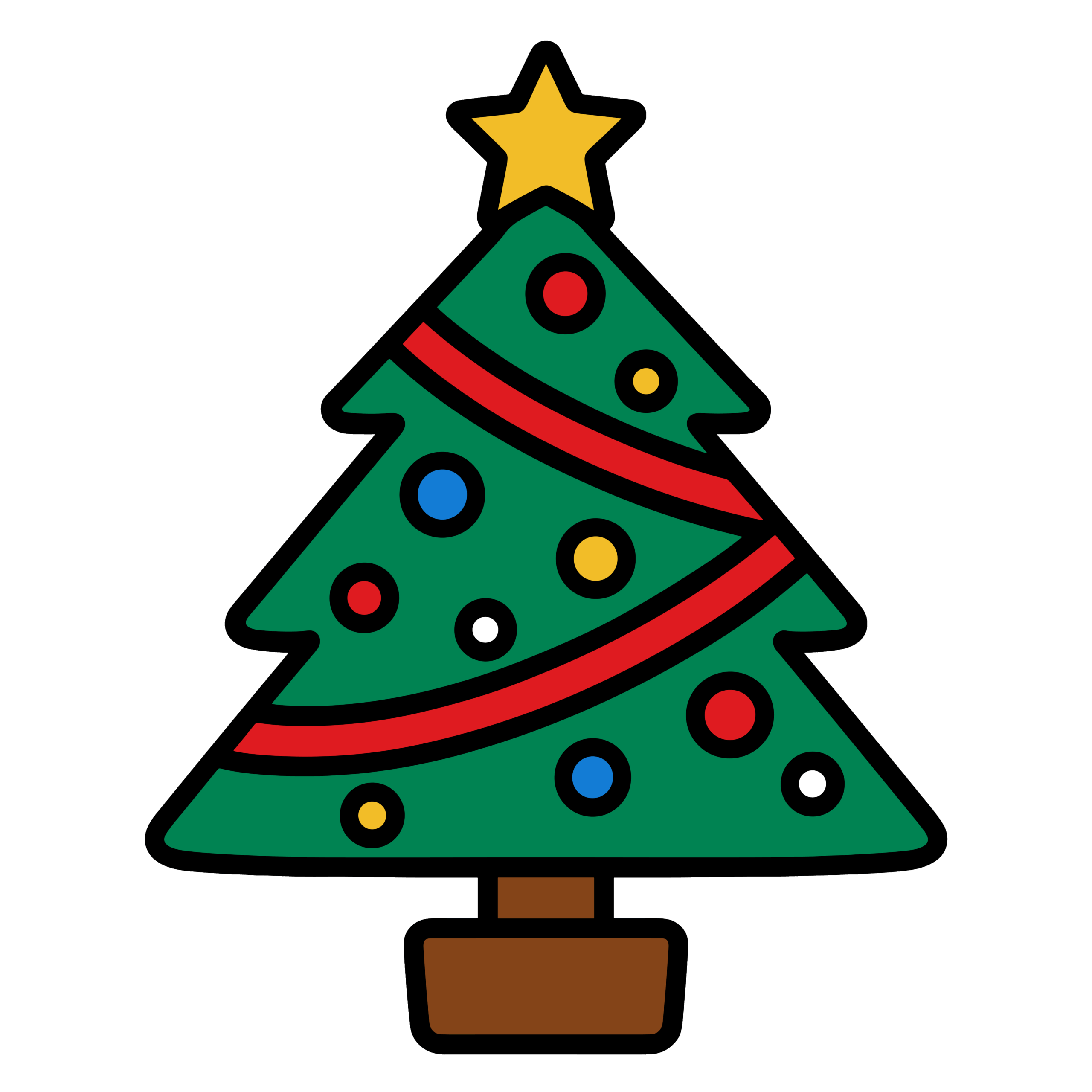 頂点に星をのせた緑のクリスマスツリー、シンプルな無料ダウンロード素材