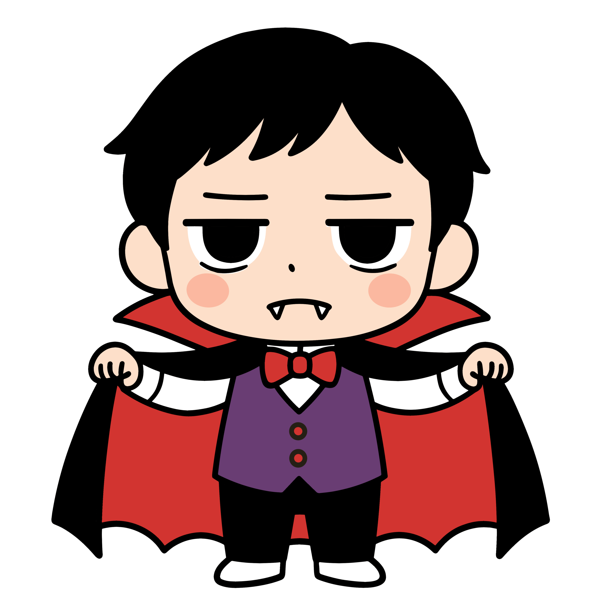 かわいいドラキュラのイラスト素材、簡単に無料ダウンロードできるアイコン風デザインです。
