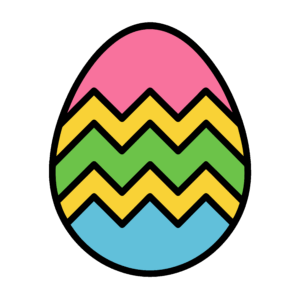 ジグザグ模様が入ったかわいいイースターエッグ、簡単に使えるカラフルな無料ダウンロード素材アイコン