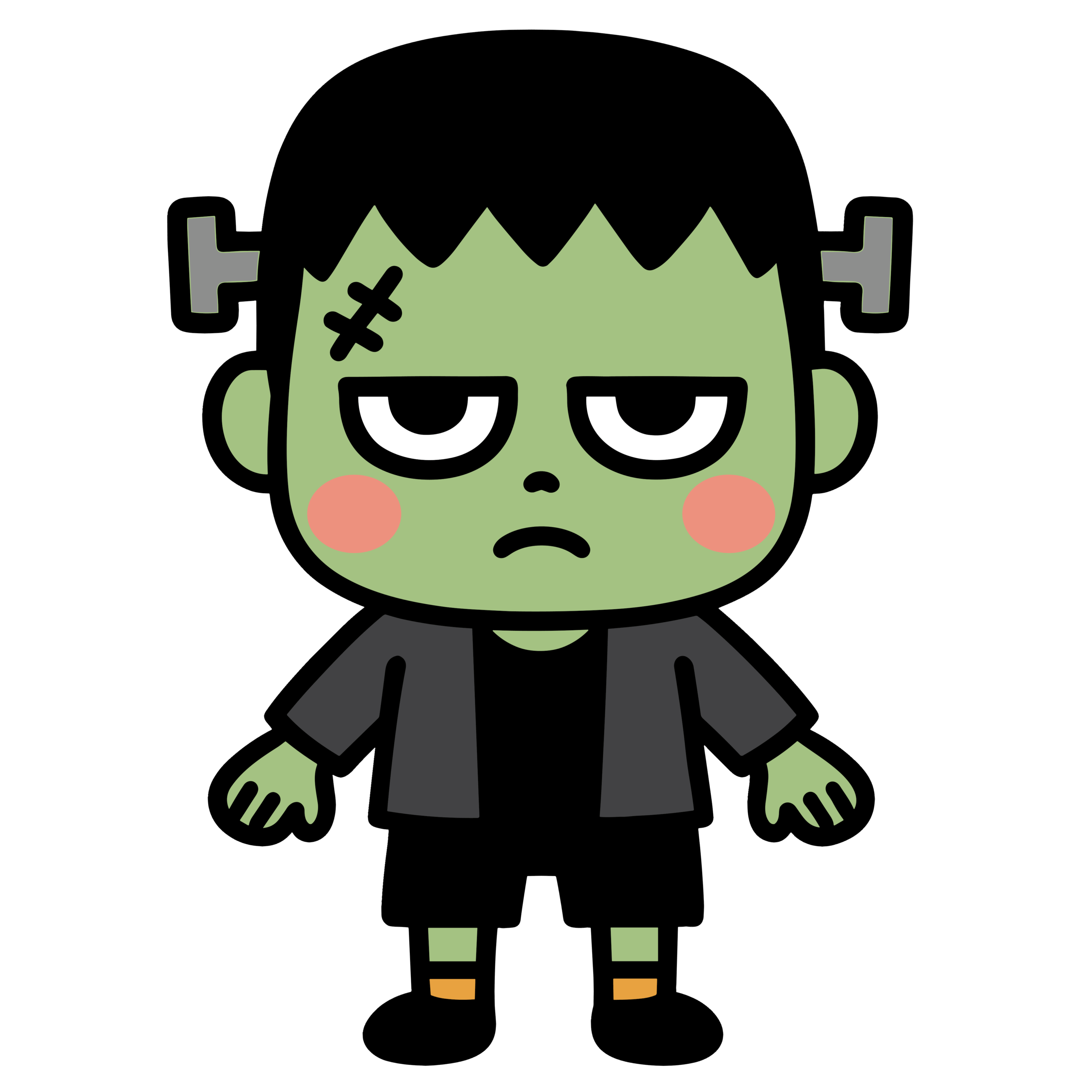 ハロウィン向け仮装園児フランケンのかわいい無料イラスト素材を簡単にダウンロード可能