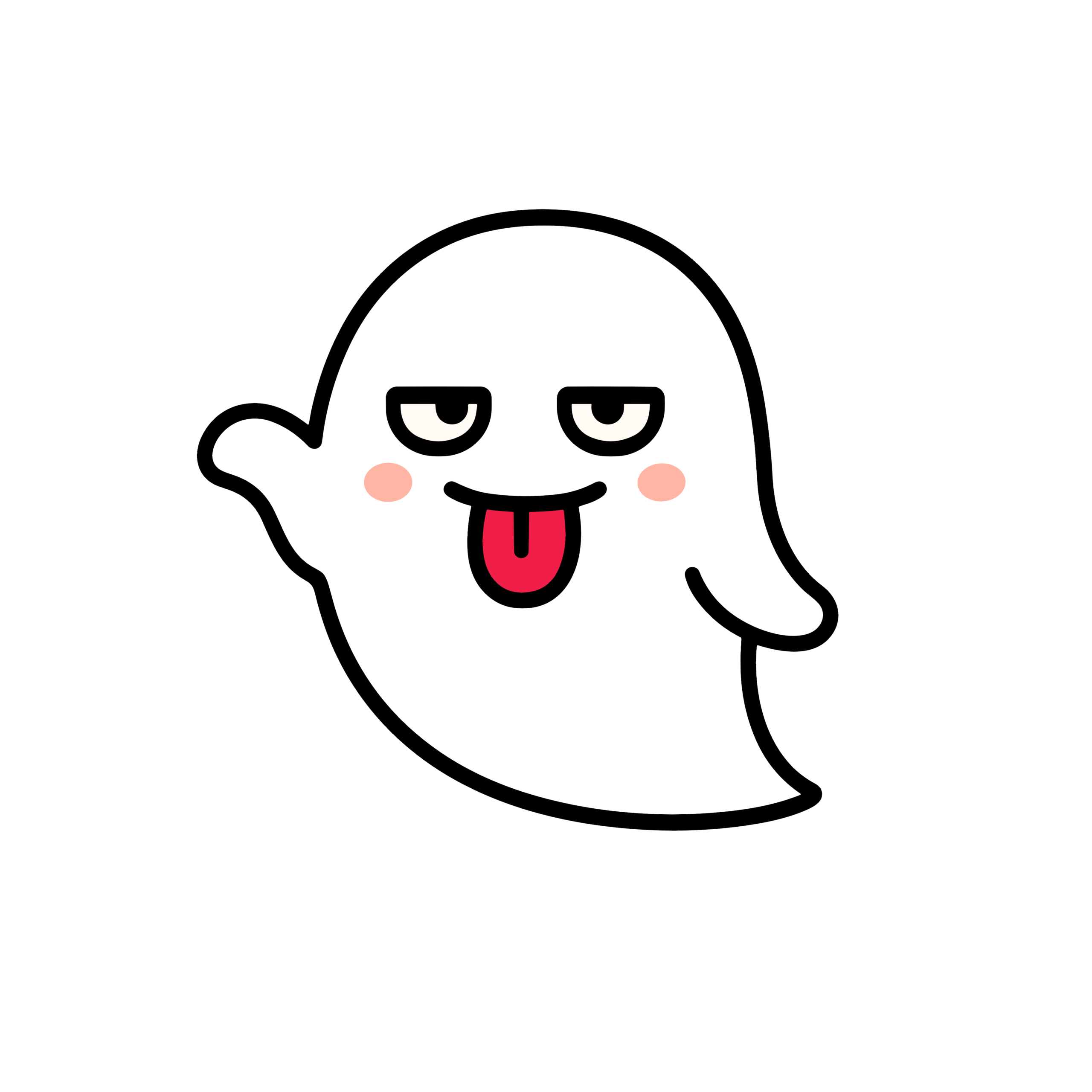 あっかんべーするかわいいおばけキャラの無料素材、簡単に使えるゆるいダウンロードアイコン