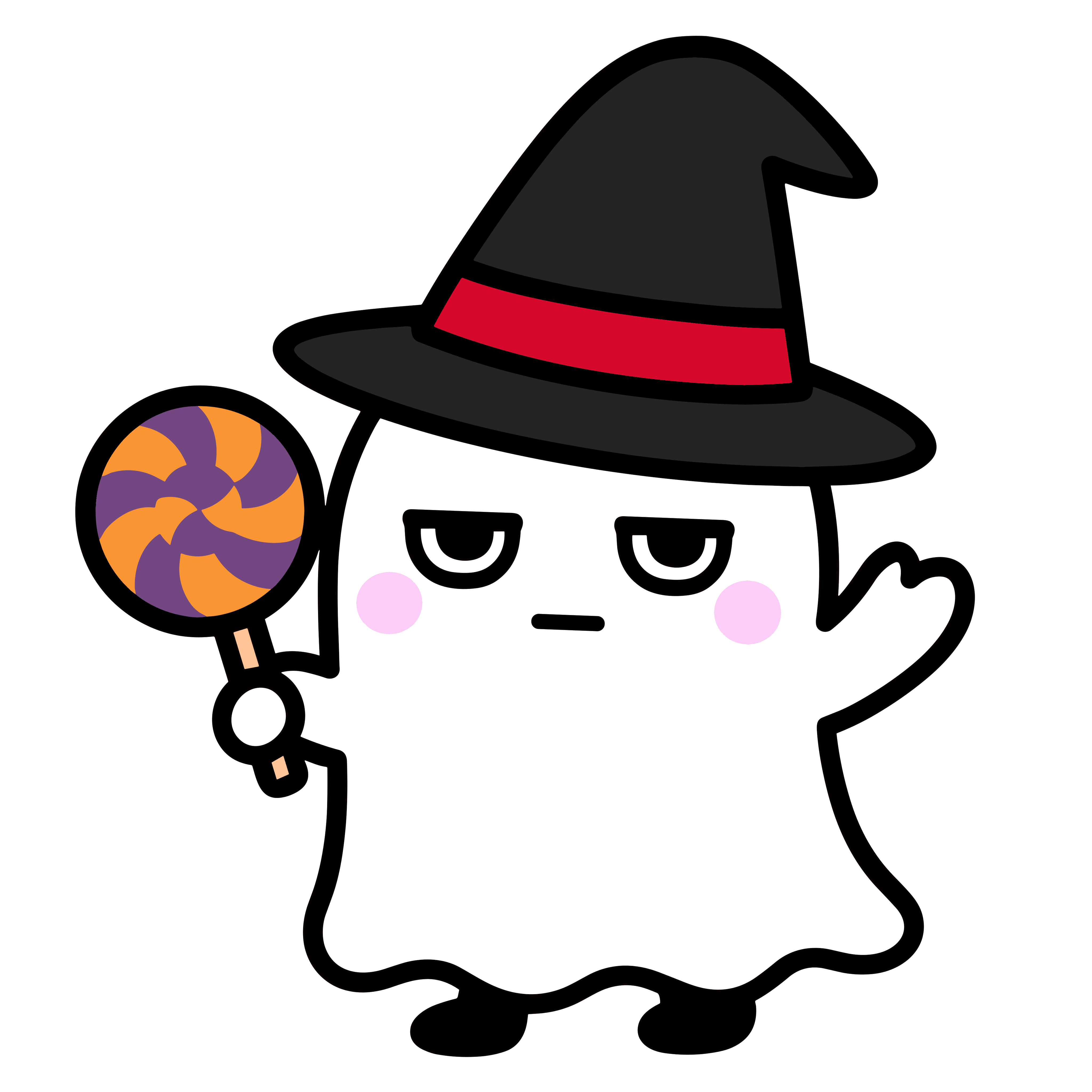 かわいい キャンディを持つ おばけのイラスト無料ダウンロード（カラー）