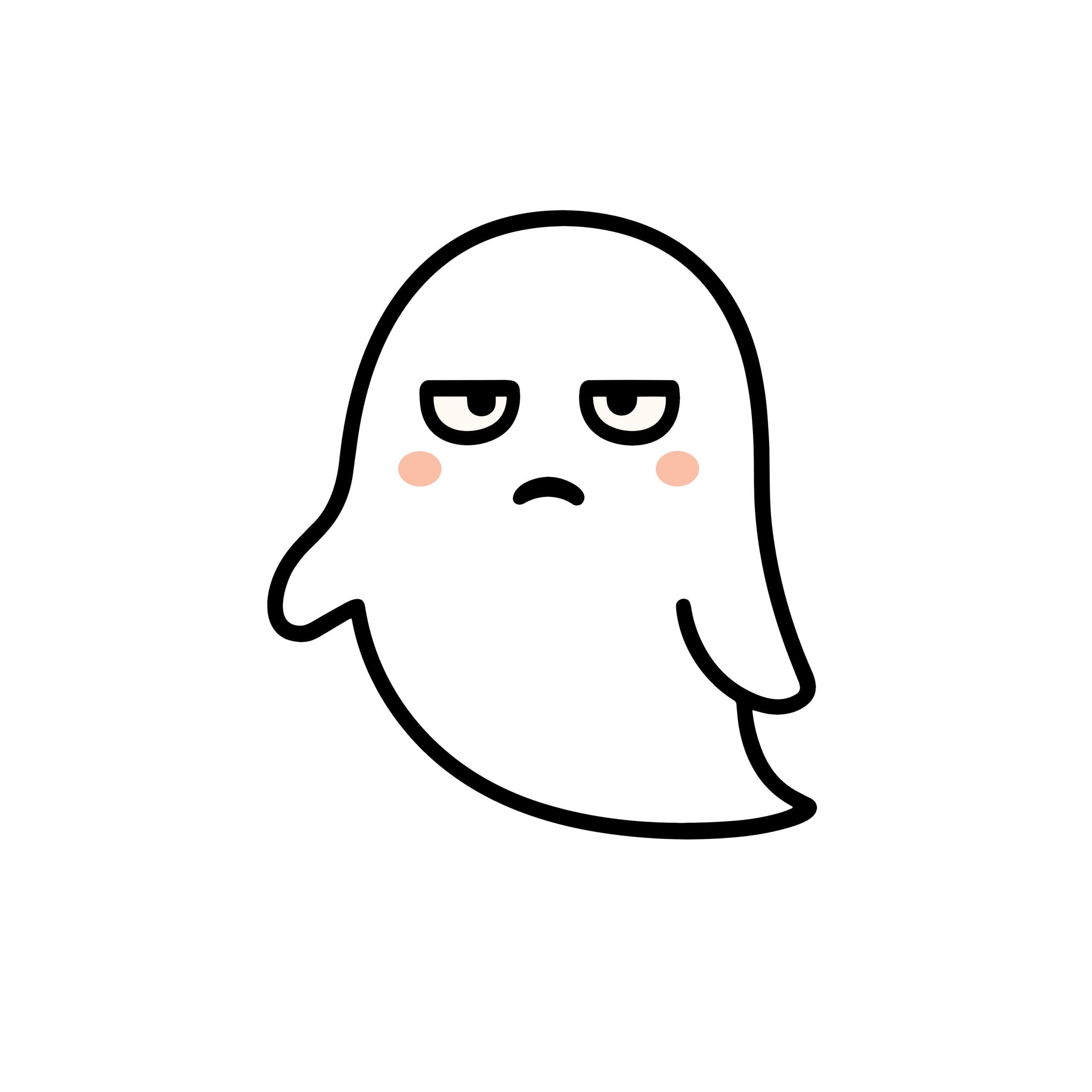 ジト目でかわいいおばけキャラの無料ダウンロード素材、簡単に使えるゆるいイラストアイコン