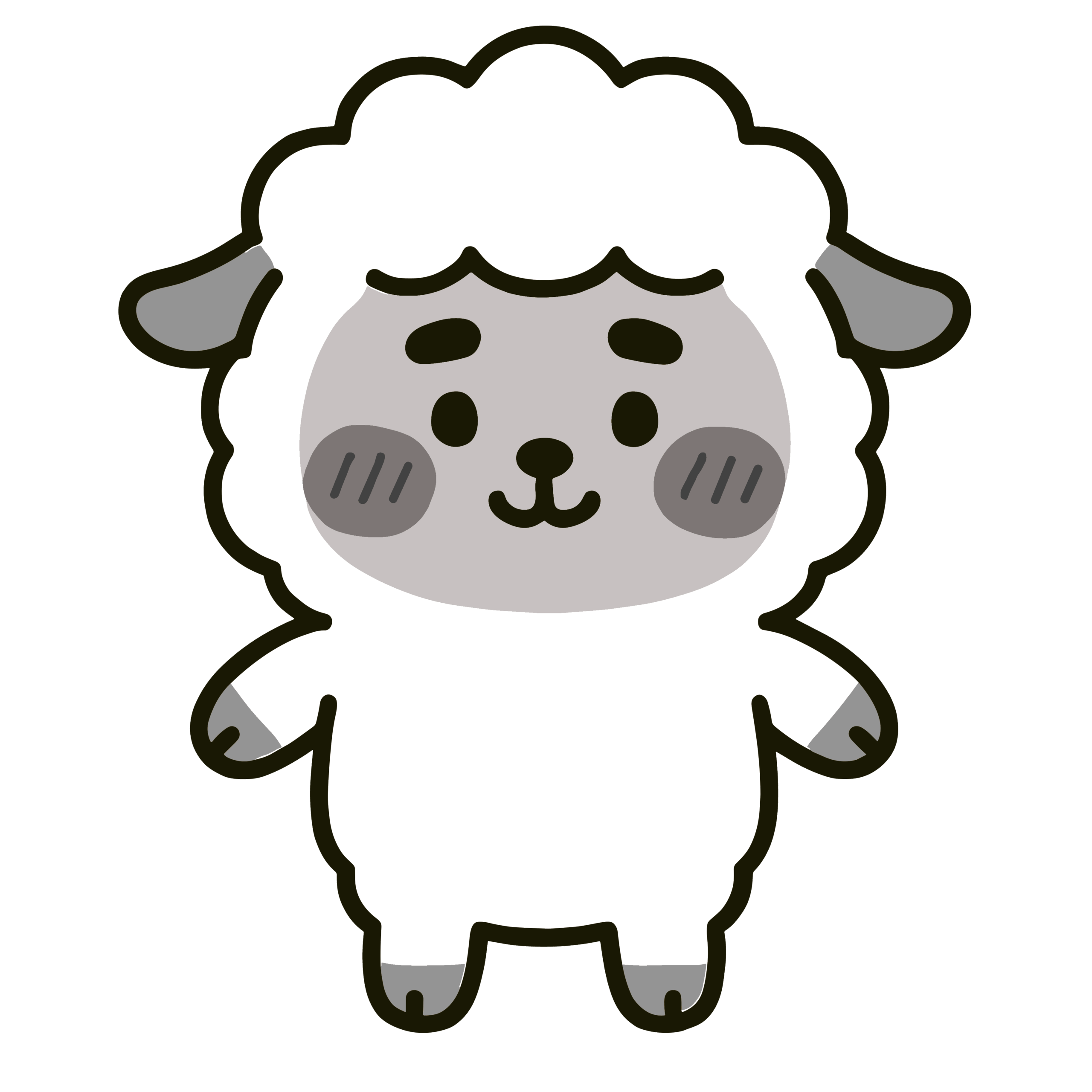 白黒(モノクロ)のゆるいタッチのかわいいひつじ線画イラスト 保育園で使える簡単無料素材ダウンロード