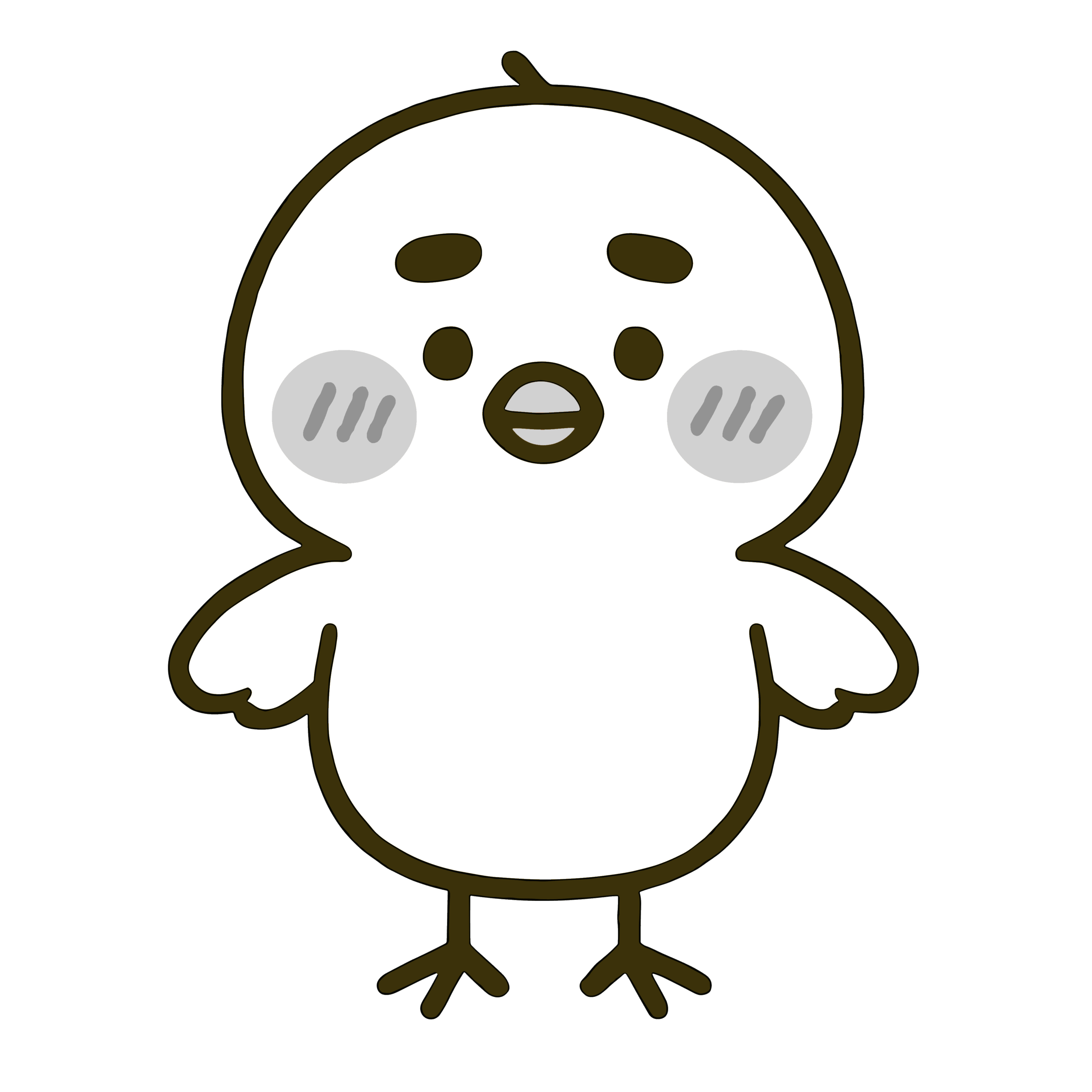 白黒(モノクロ)のゆるいタッチのかわいいひよこ線画イラスト 保育園で使える簡単無料素材ダウンロード