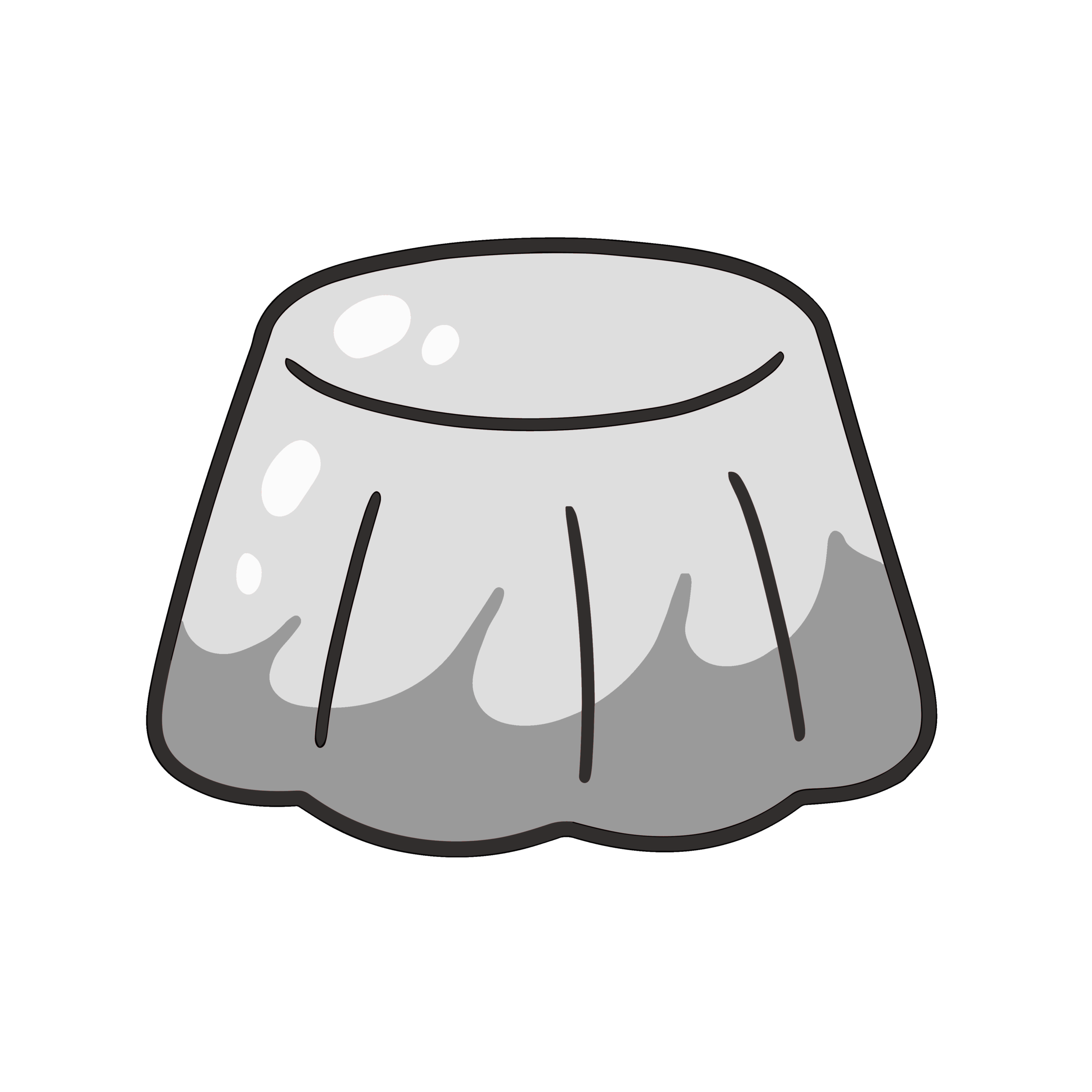 白黒(モノクロ)のゆるいゼリーのかわいいアイコン 無料で簡単にダウンロードできる素材