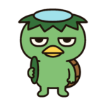 かわいいゆるいジト目の河童キャラクターを描いた、簡単に使える無料ダウンロード素材のイラスト