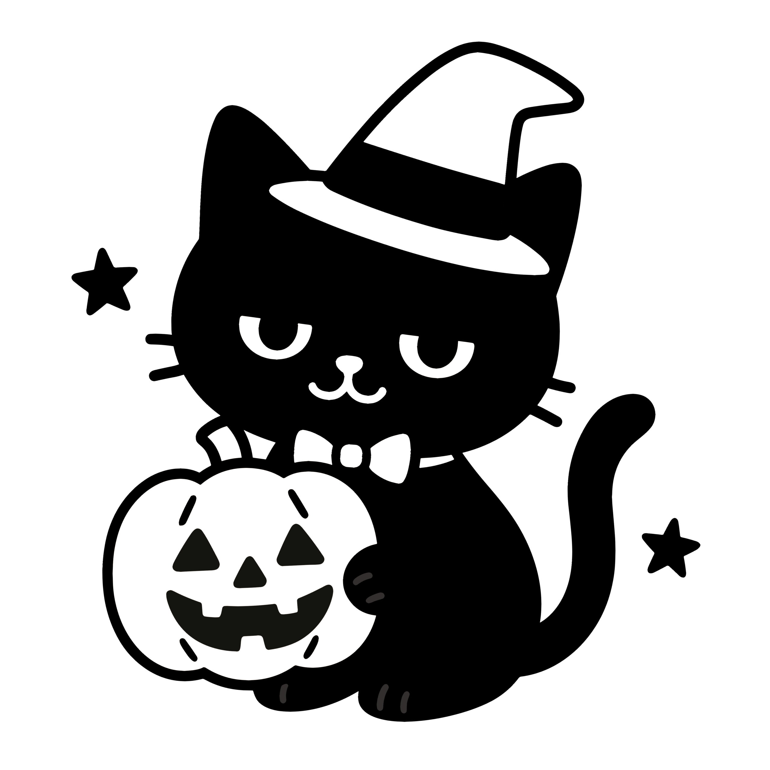 簡単に印刷できるかわいい黒ねこの白黒イラスト 無料素材でダウンロード可能 アイコン向け