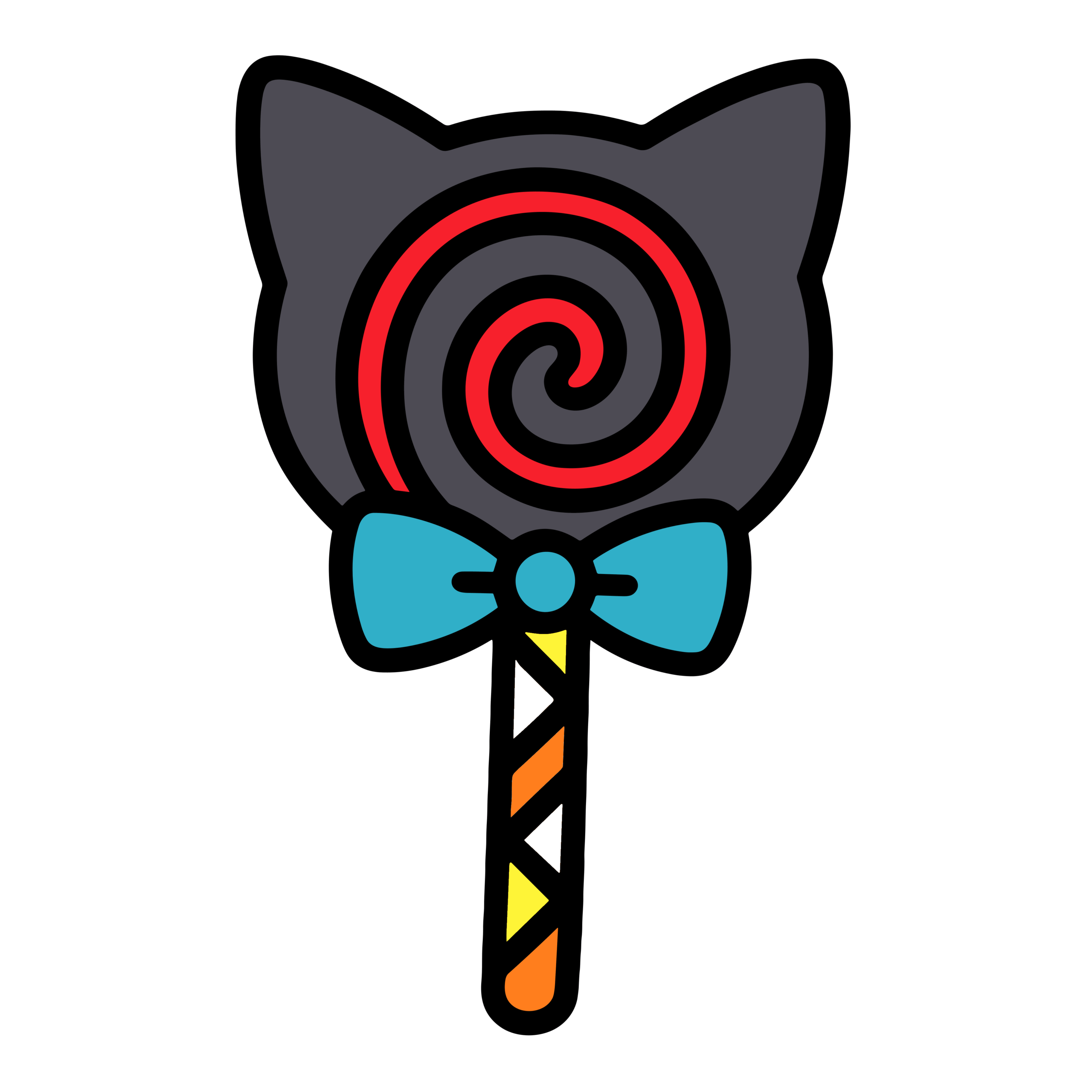 かわいいねこ型キャンディの簡単無料素材ダウンロード用アイコンイラスト