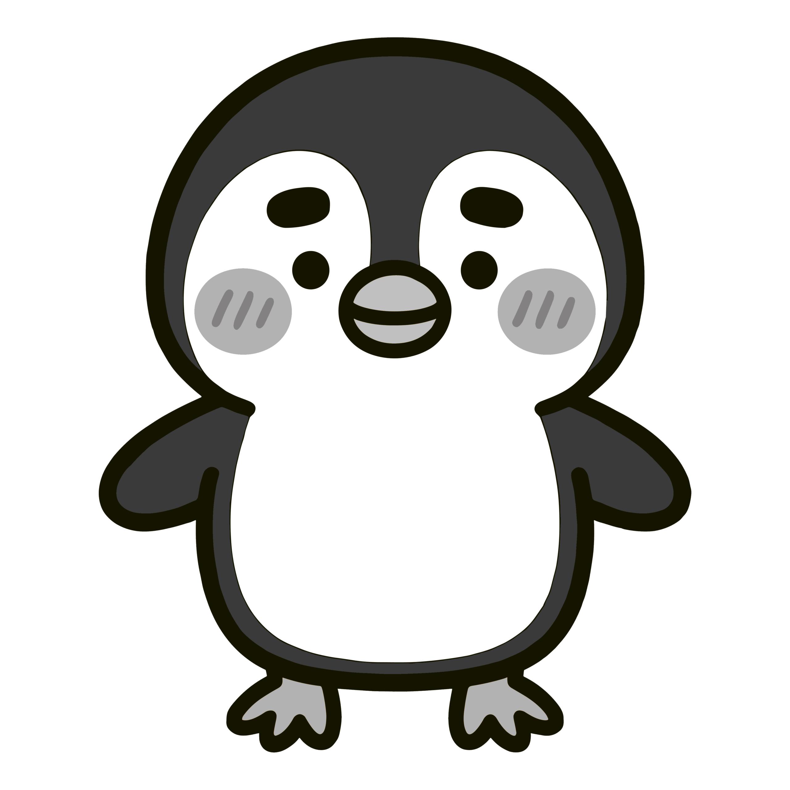 かわいいペンギン風の白黒(モノクロ)イラスト 保育園やこども園向けの無料素材ダウンロード