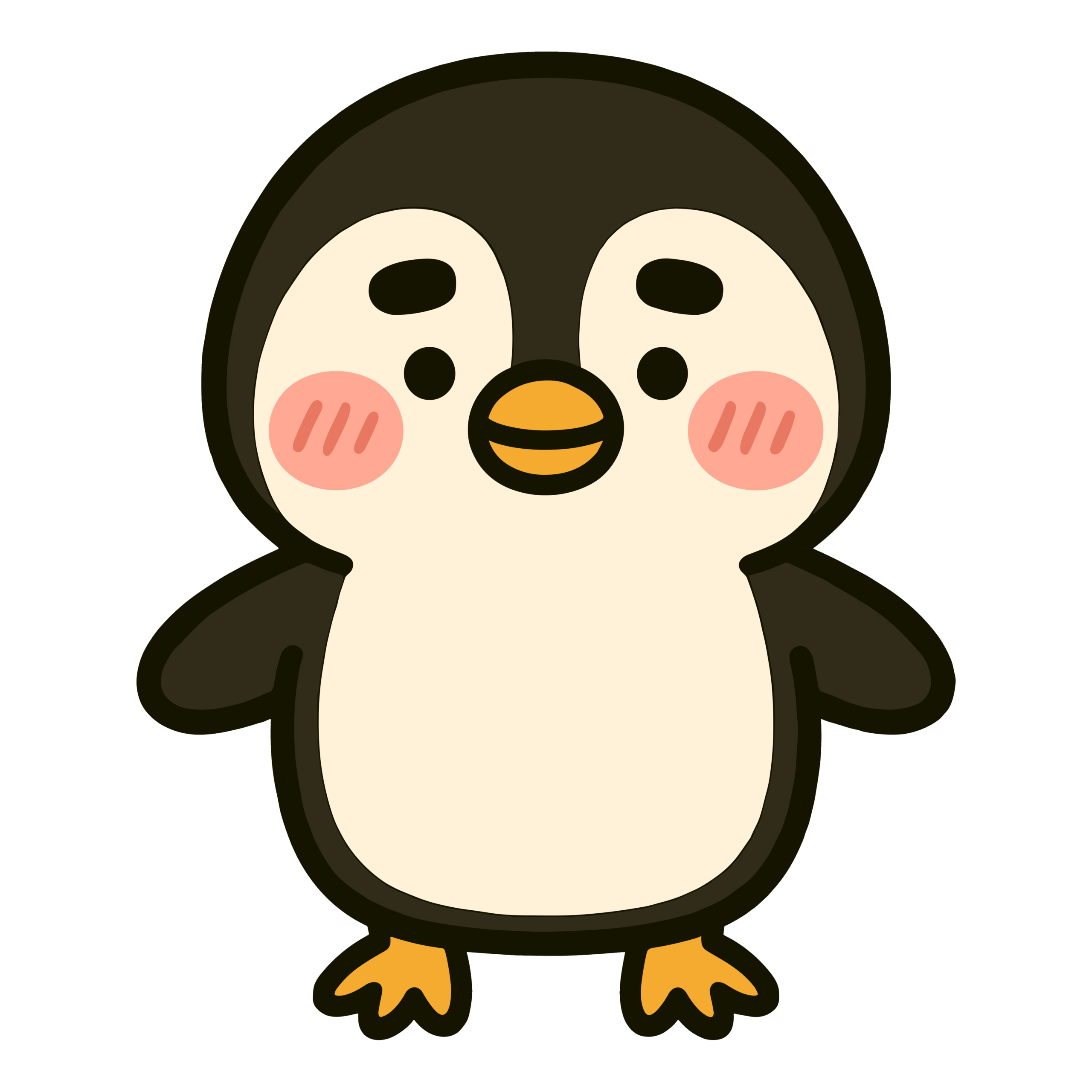 背景透過の立ちポーズゆるいペンギン 簡単かわいい無料素材アイコンダウンロード