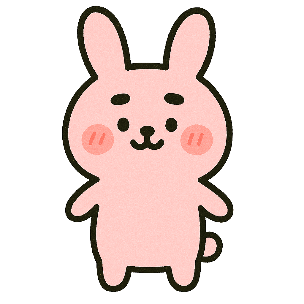 ゆるいピンクうさぎのかわいいキャラクターアイコン 簡単に使える無料素材ダウンロード