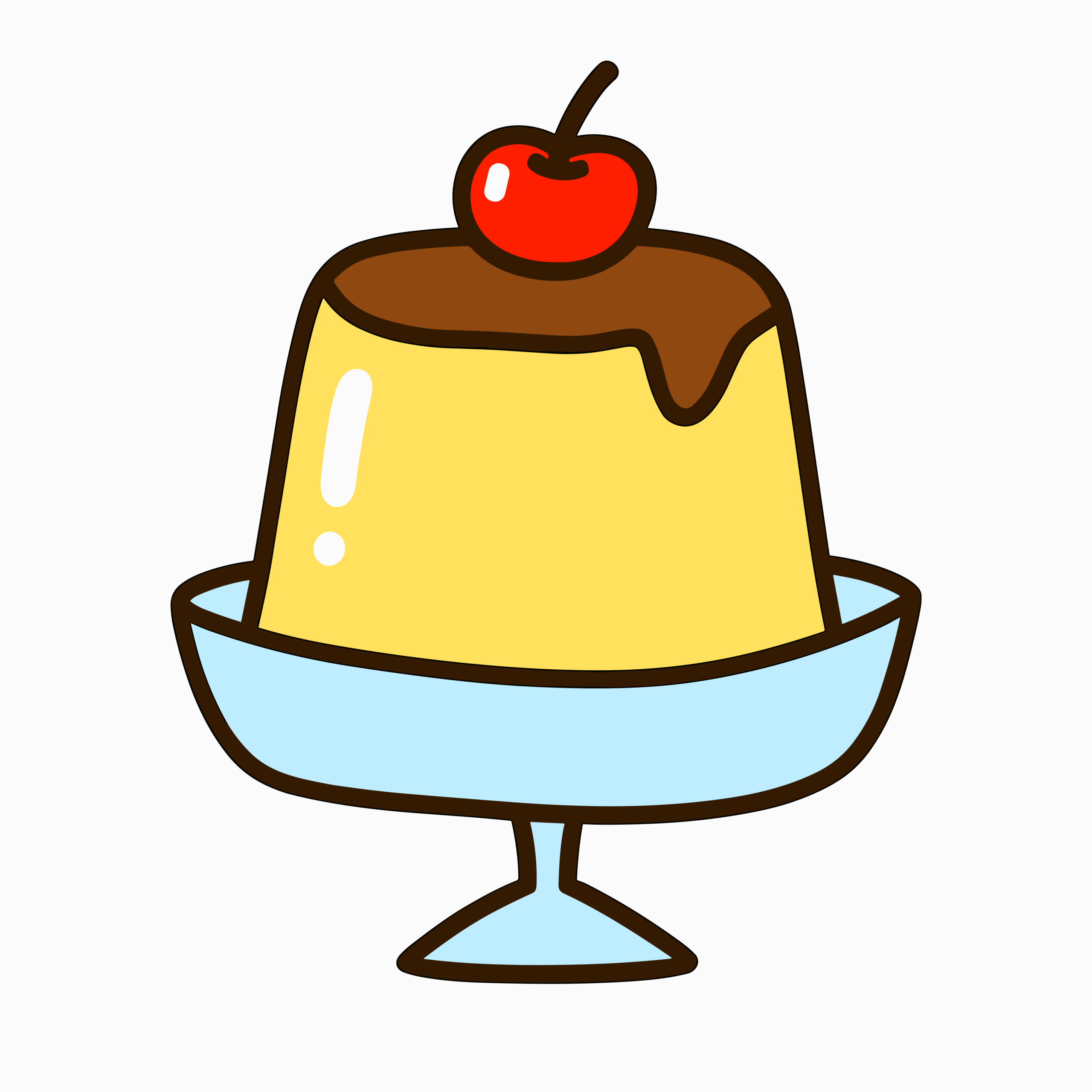ゆるいプリンのかわいいイラストアイコン さくらんぼ付き 簡単で無料素材 ダウンロード可能です
