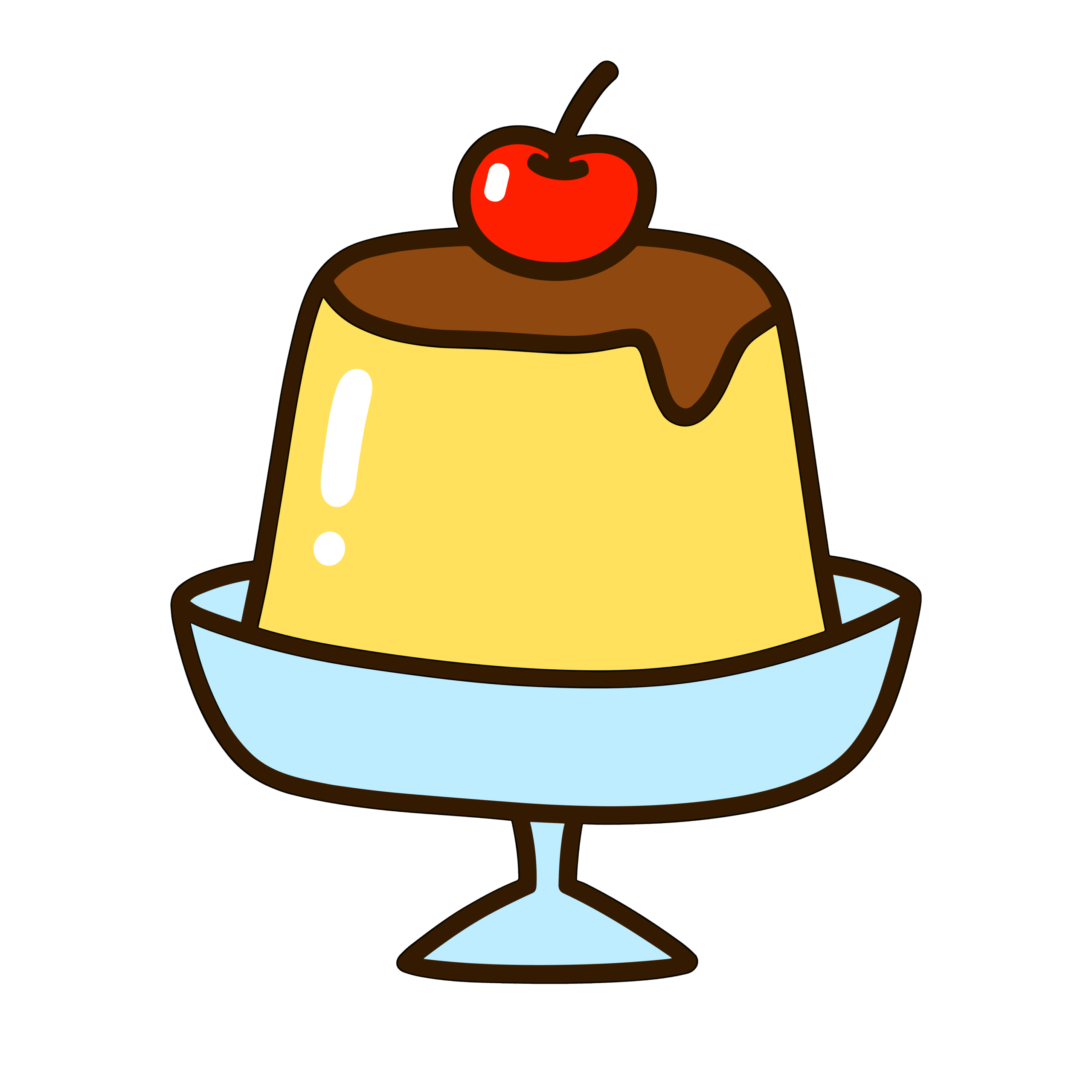背景透過のゆるいプリンのかわいいアイコン さくらんぼ付き 無料で簡単に使えるイラスト素材ダウンロード