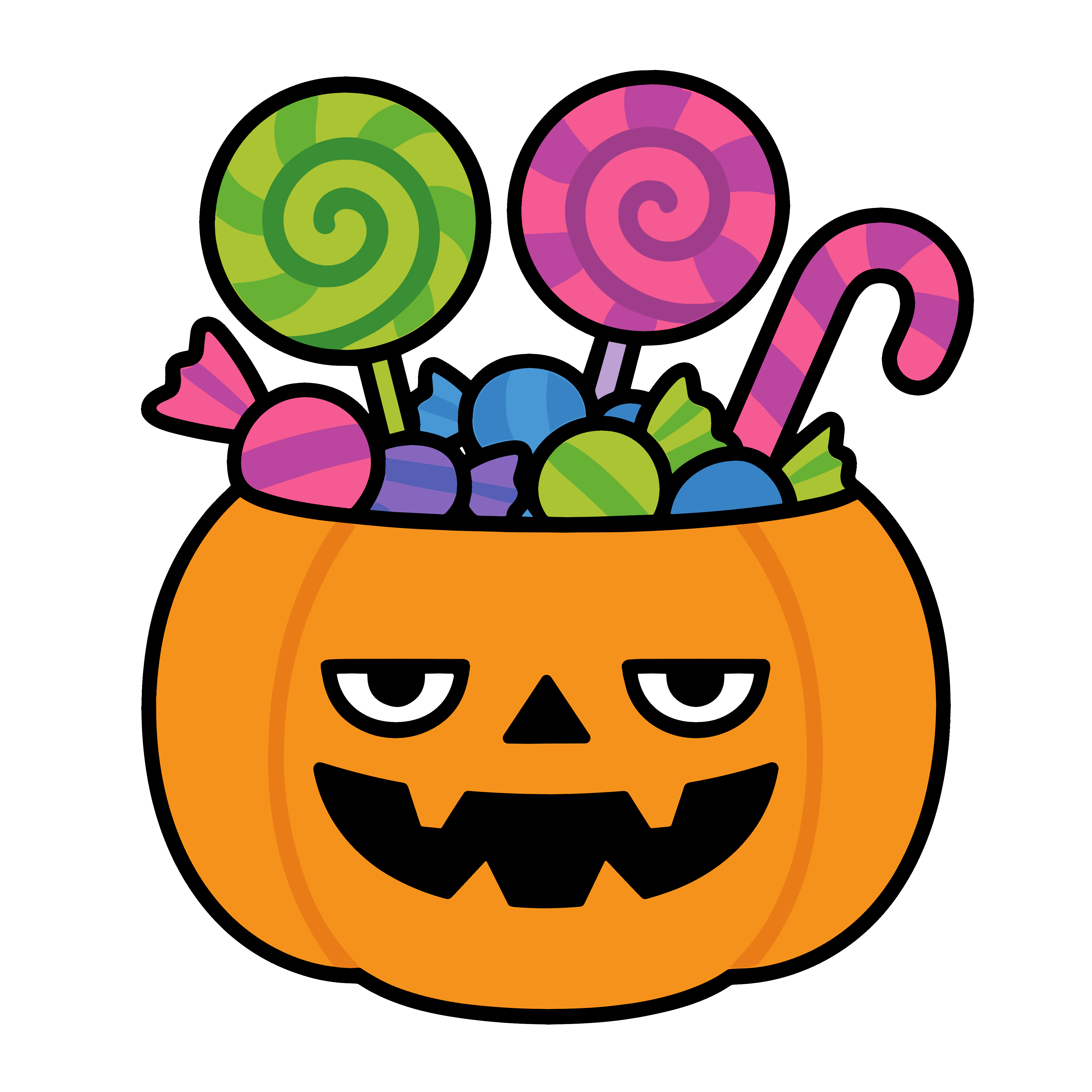 キャンディー入り かぼちゃバケツのイラスト無料ダウンロード（カラー）