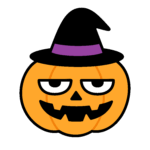 ジト目で笑ったかぼちゃキャラのかわいいイラスト、簡単に使える無料ダウンロード素材のゆるいアイコン