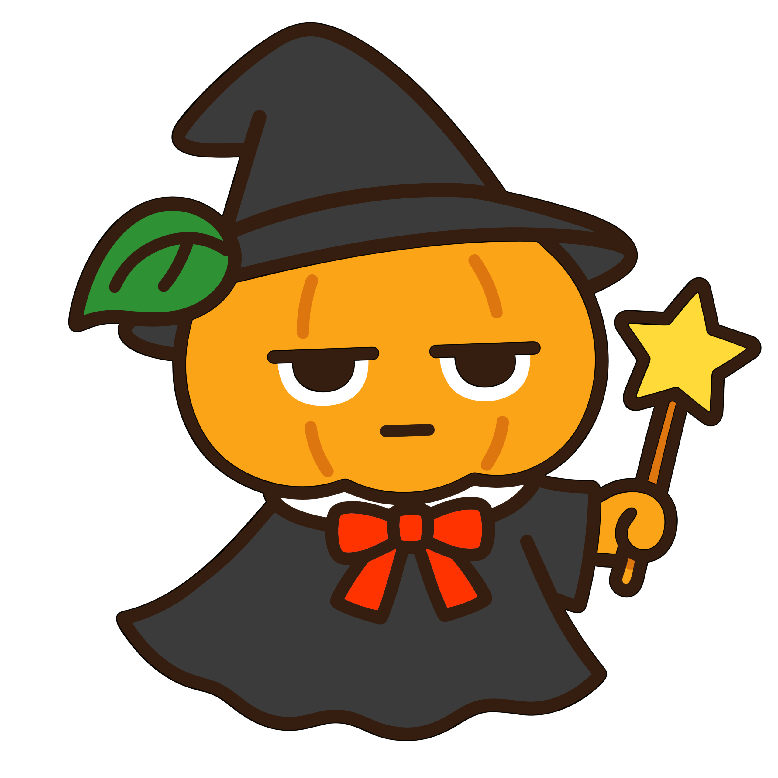 かわいいかぼちゃの魔法使いのイラスト素材。簡単・無料でダウンロードでき、アイコンにも使える