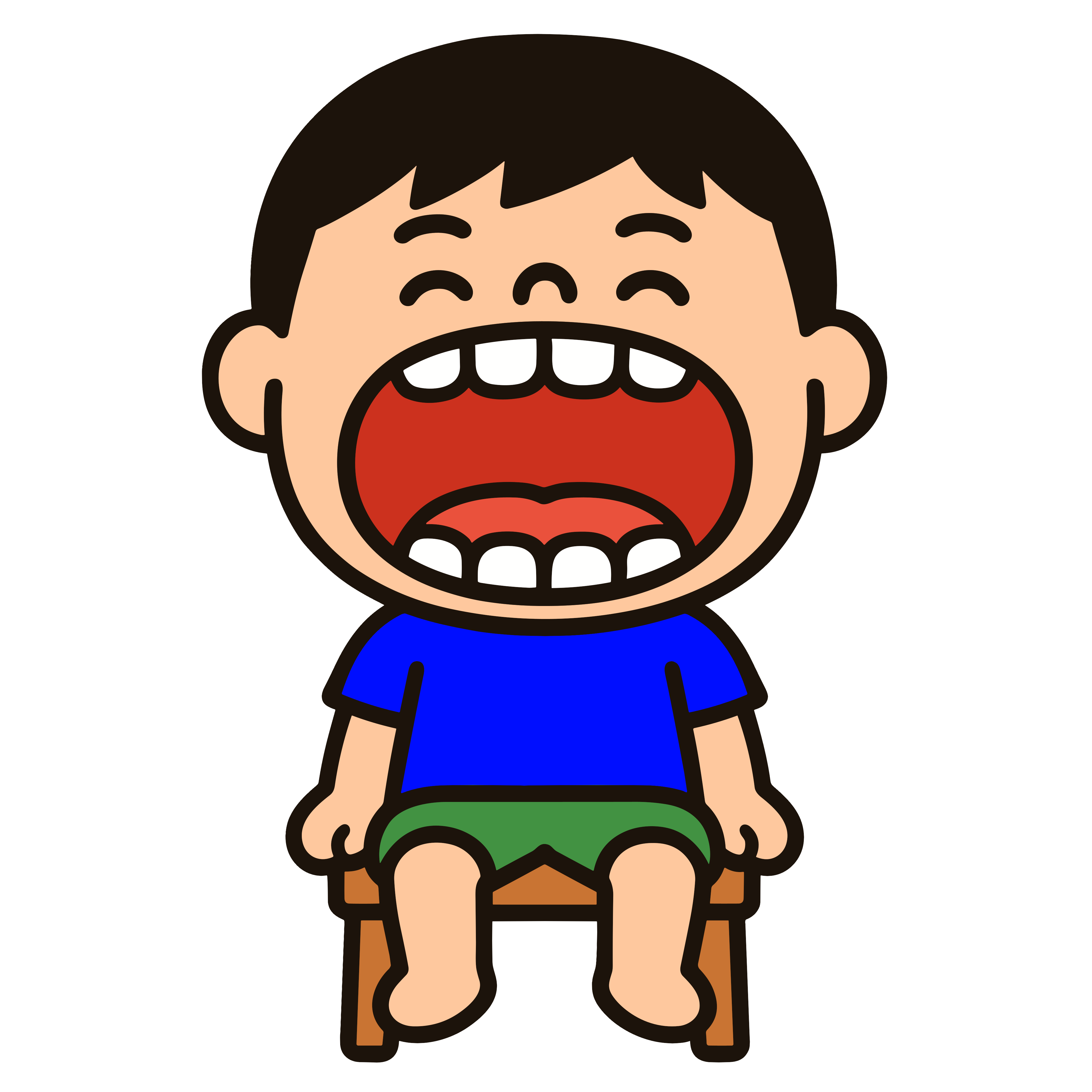 口を大きく開ける男の子のイラスト無料ダウンロード(カラー)