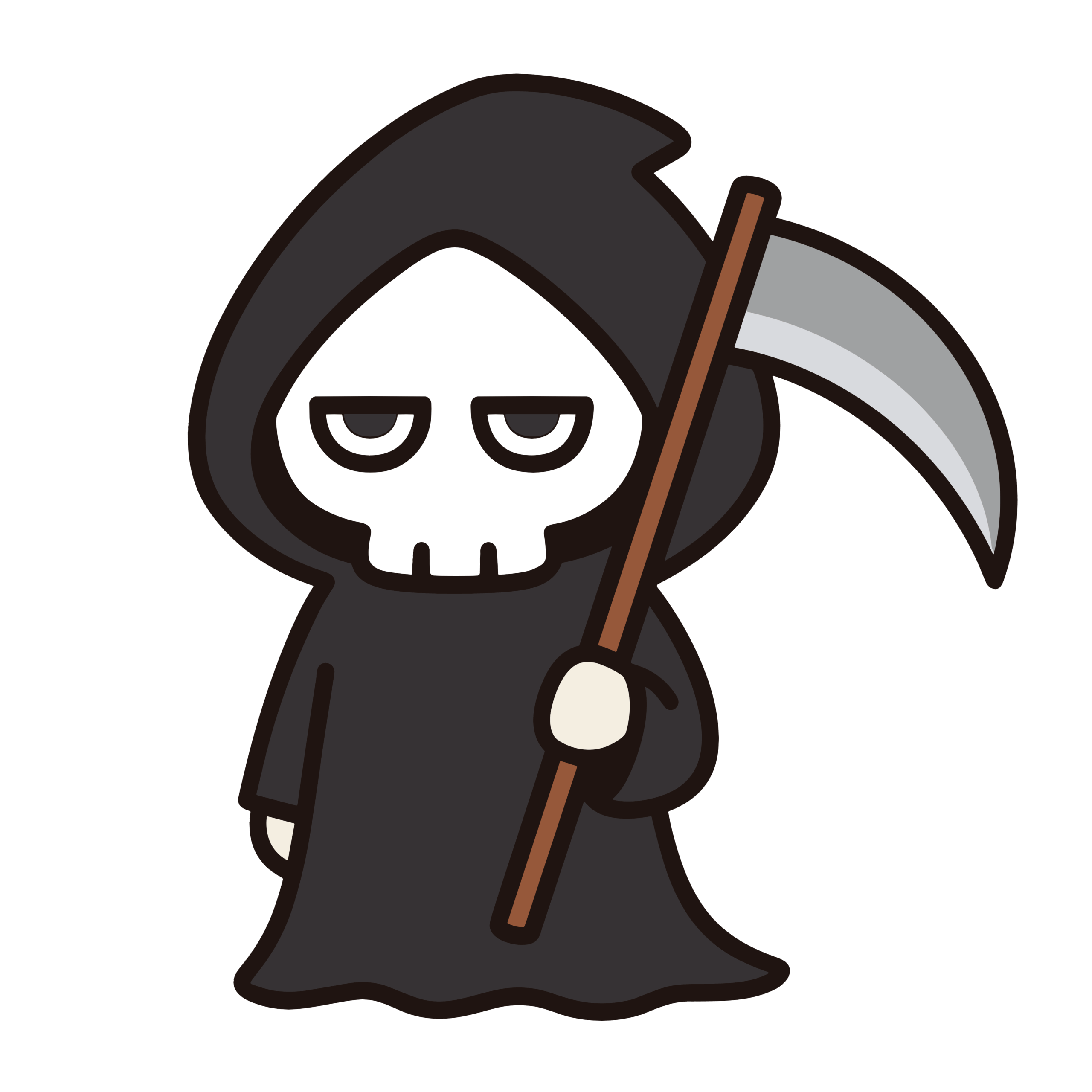 黒いローブを着たかわいい死神アイコン素材が無料でダウンロードできる簡単イラスト