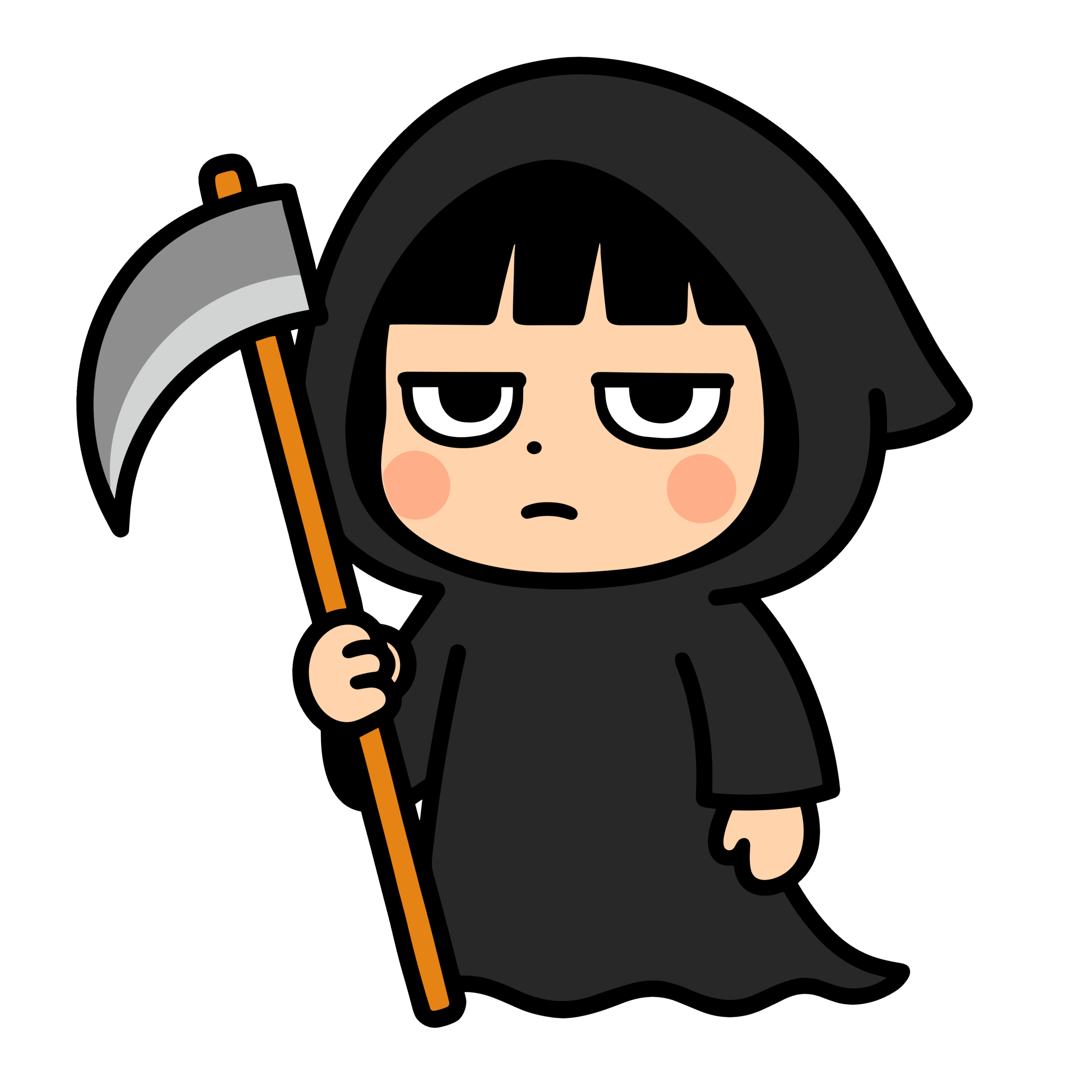 ハロウィンに使えるかわいい死神園児の無料イラスト素材を簡単にダウンロード可能です