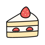 背景透過のゆるいショートケーキのかわいいアイコン　無料で簡単に使えるイラスト素材ダウンロード