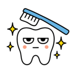 かわいいジト目キャラの歯と歯ブラシイラスト、簡単に使える無料素材でダウンロードできるフリーアイコン風デザイン