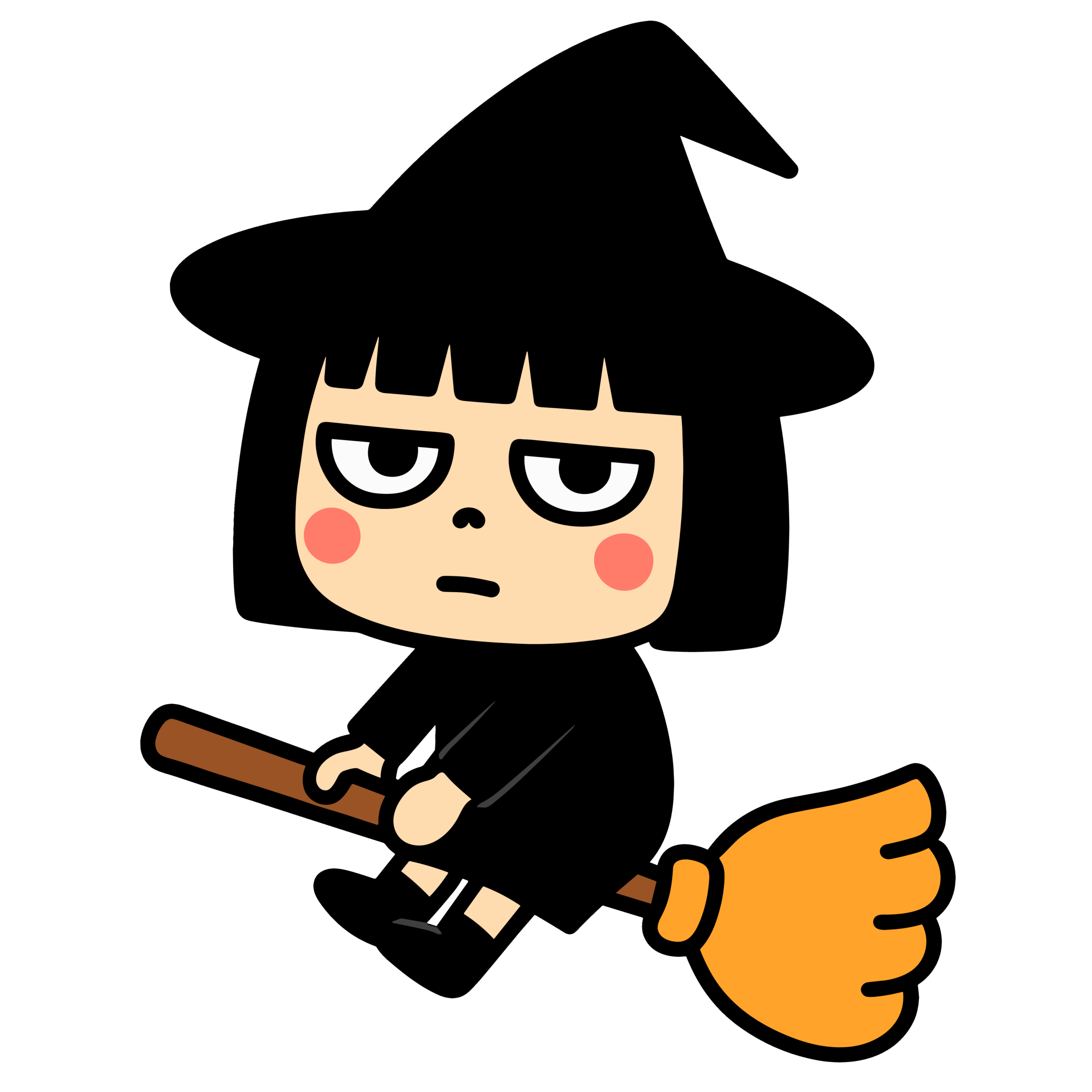 かわいい魔女キャライラストの簡単無料素材アイコンがダウンロードできます