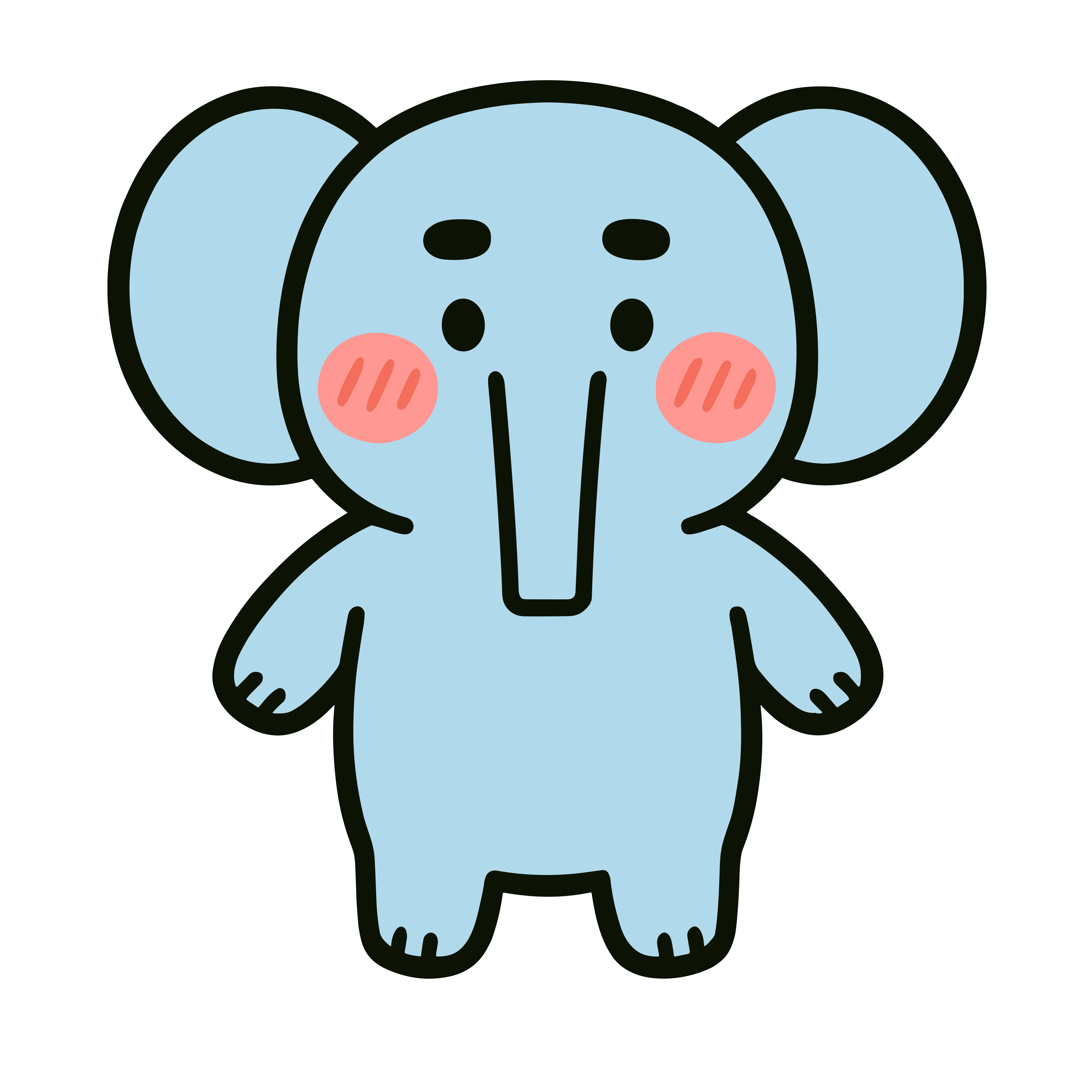かわいいゾウのイラスト無料ダウンロード（カラー）