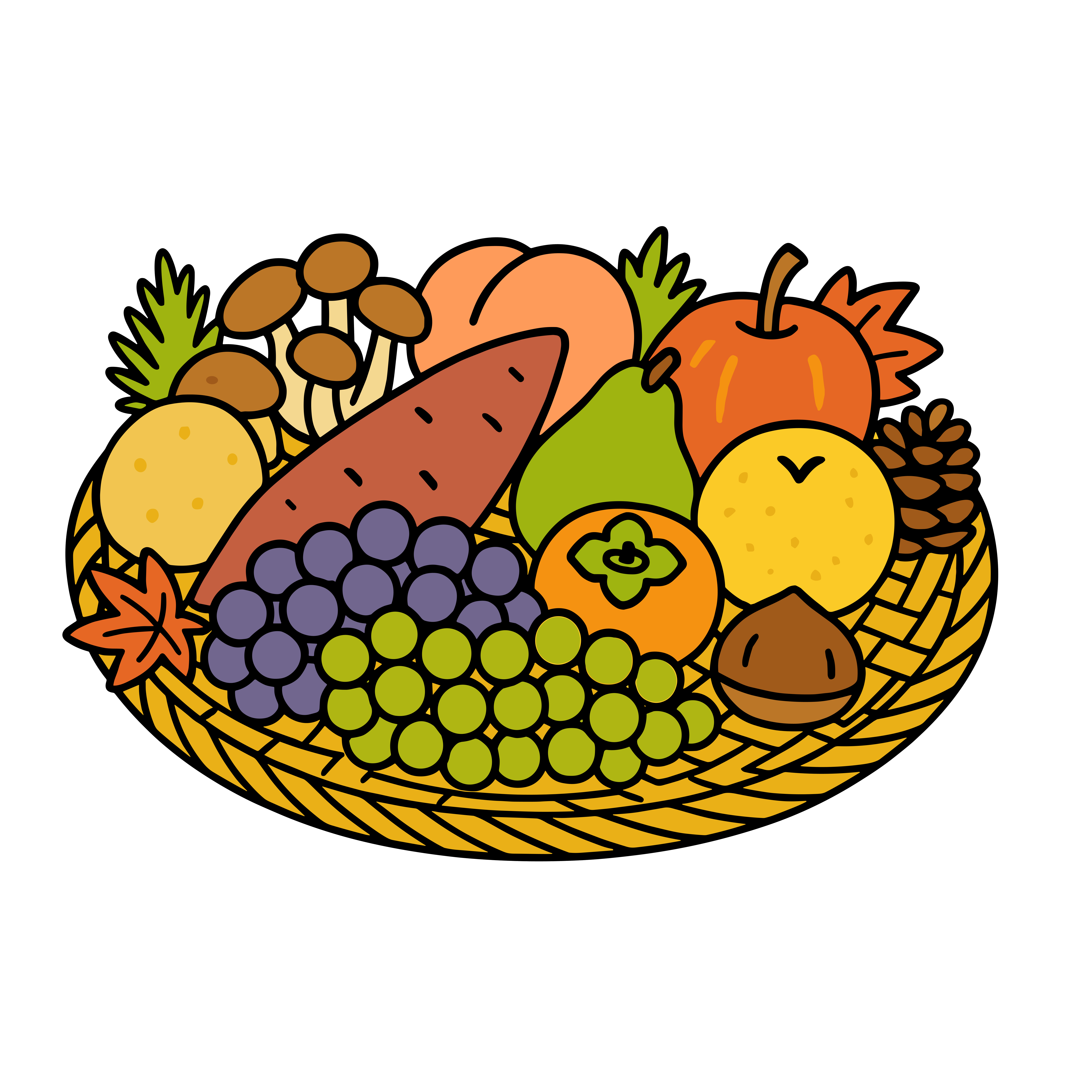 かわいい秋の味覚の簡単イラスト素材(背景透過)。無料ダウンロード対応のフリーアイコン