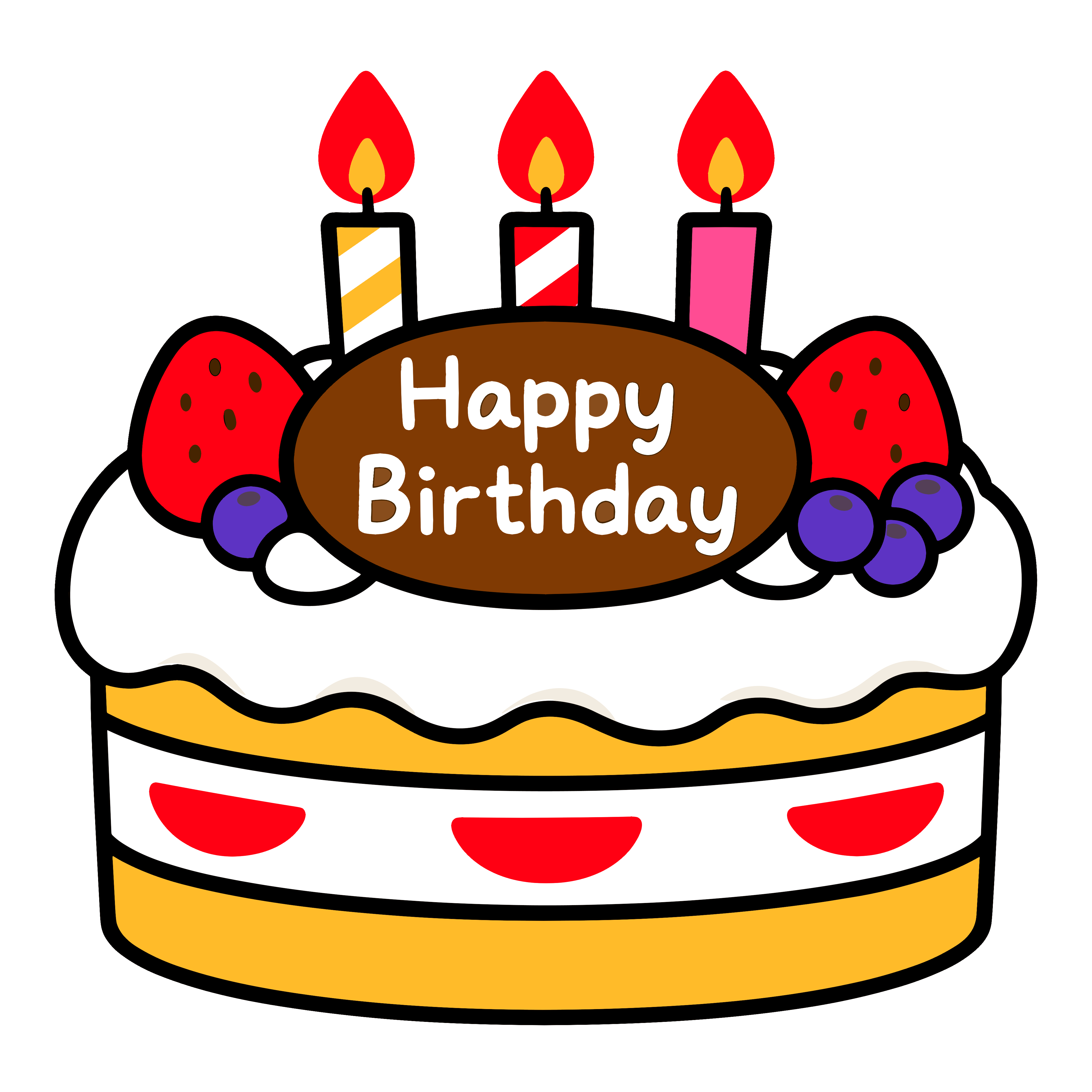 かわいい誕生日ケーキのイラストの簡単無料素材ダウンロード用アイコンです。背景透過で使いやすいです。