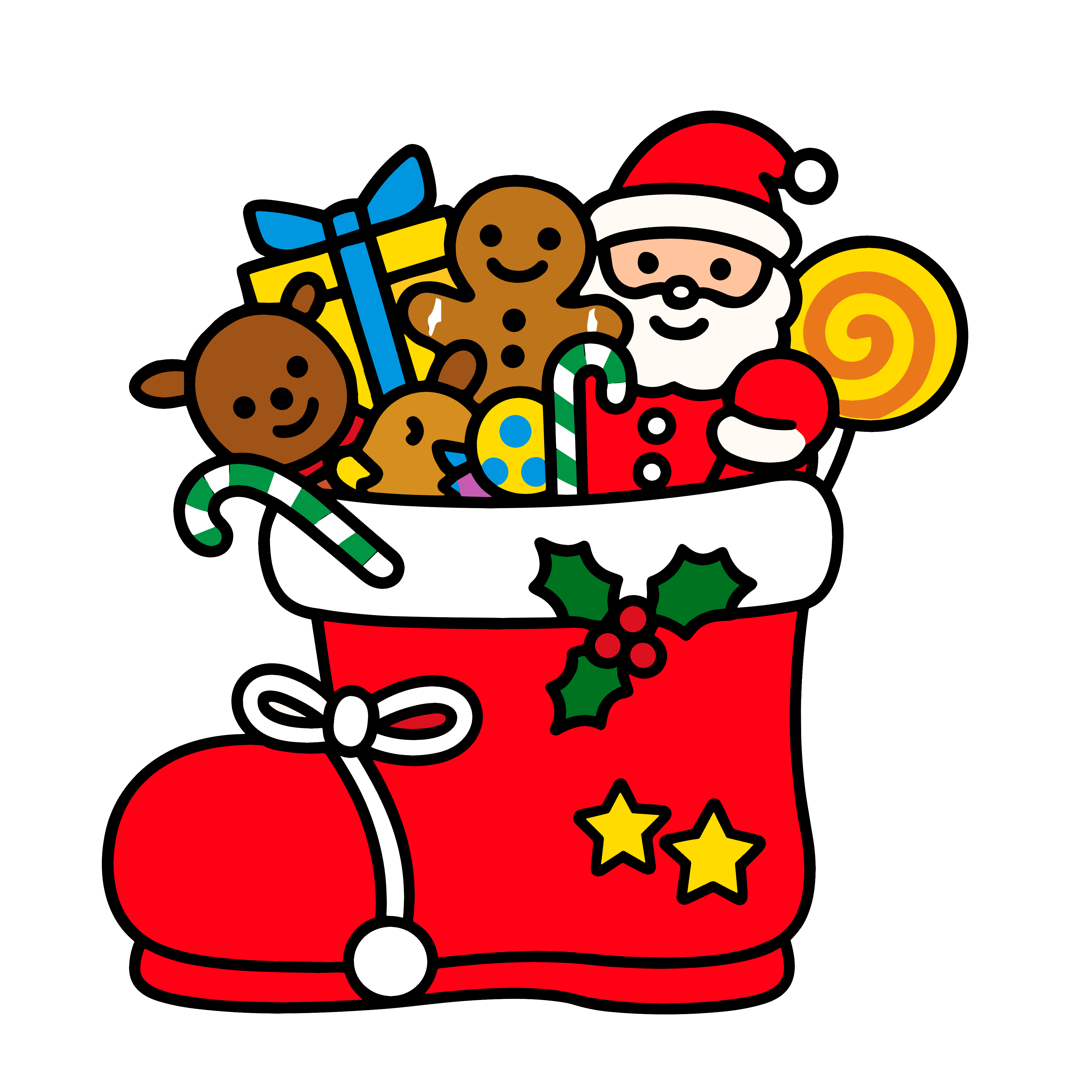 かわいいクリスマスブーツの簡単無料素材です。ダウンロードして壁面やアイコンに使えるイラストです。
