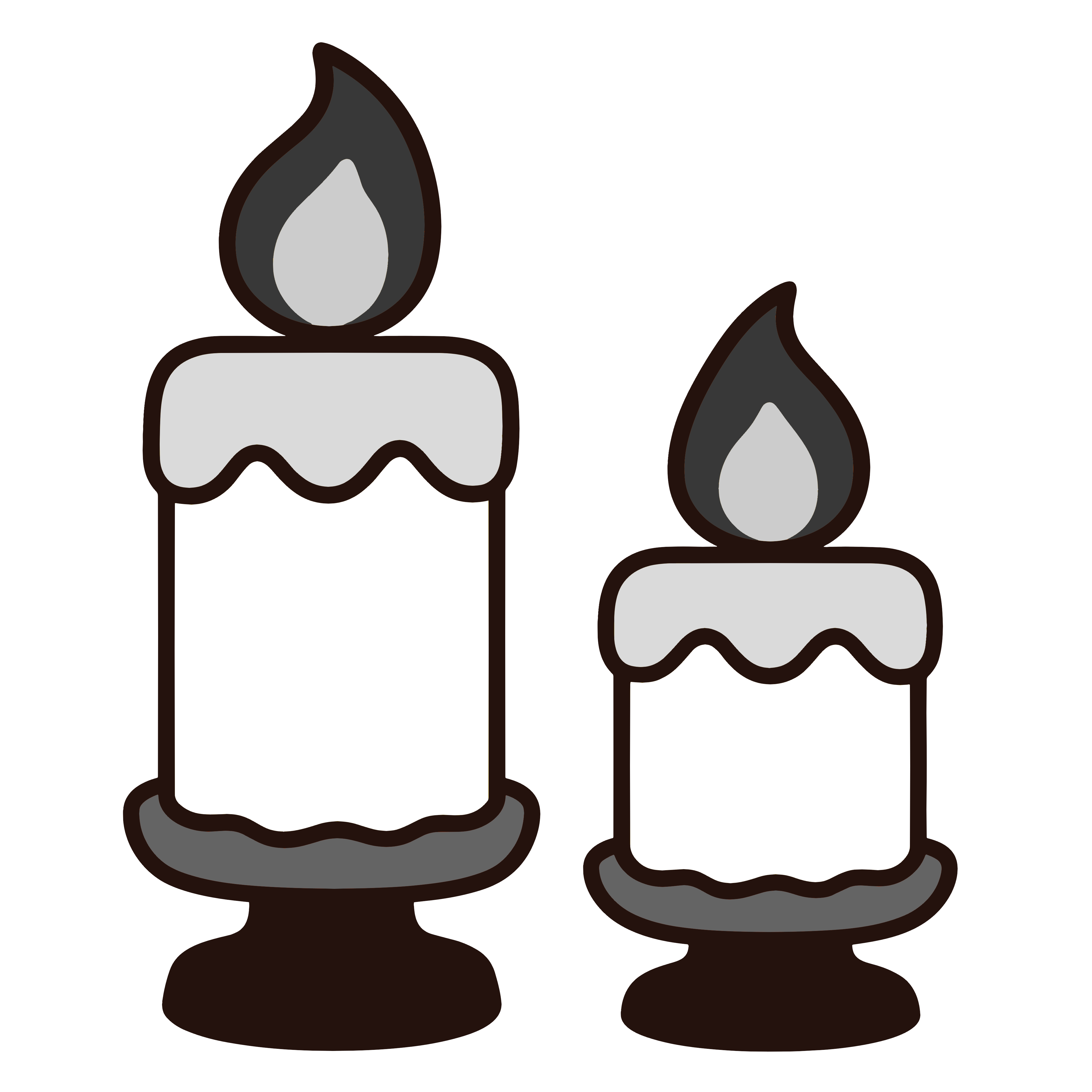 かわいいハロウィンキャンドルのイラスト(白黒)。簡単・無料でダウンロードできるフリー素材アイコンです。