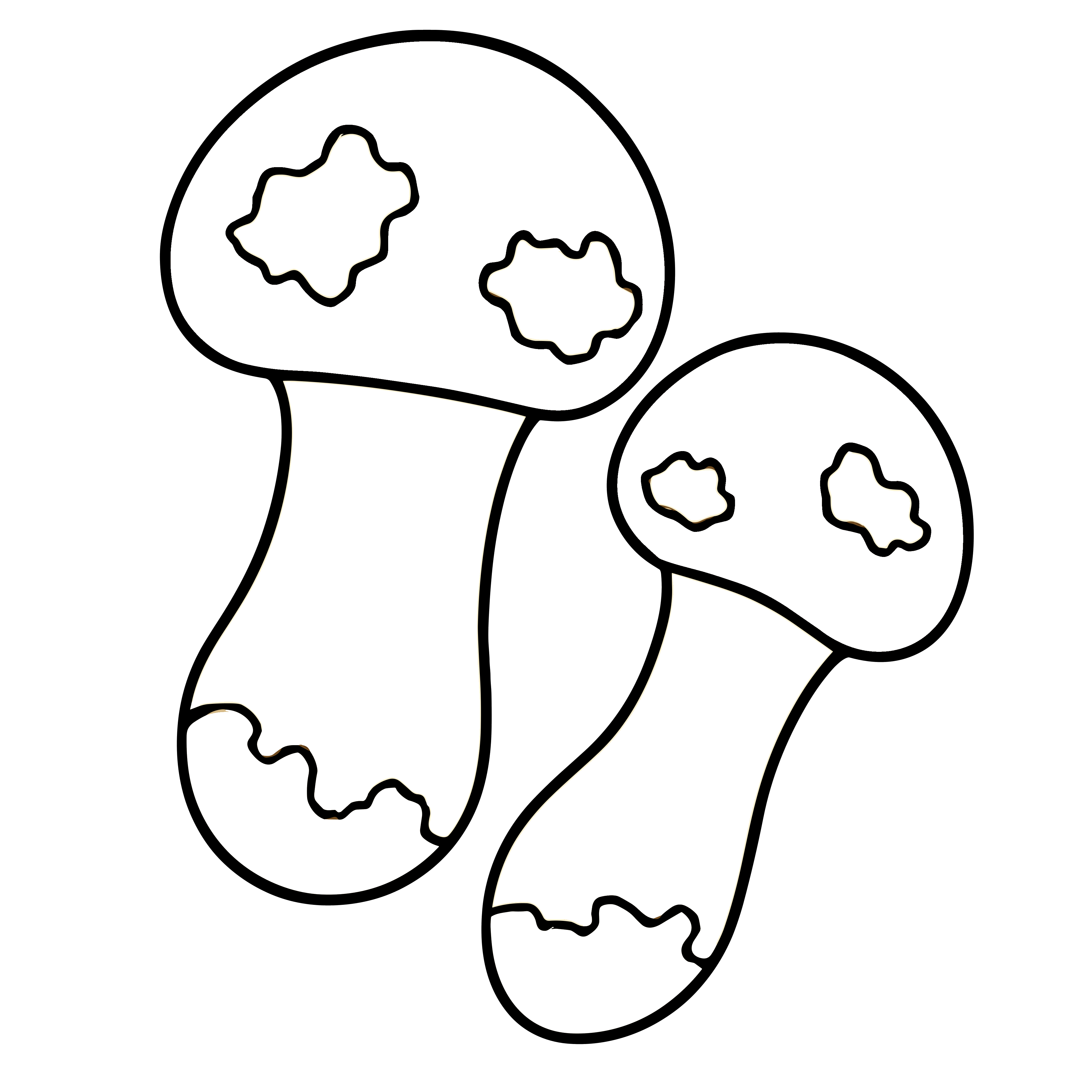かわいいマツタケのイラスト素材。簡単・無料で使える白黒(モノクロ)秋の味覚アイコン。