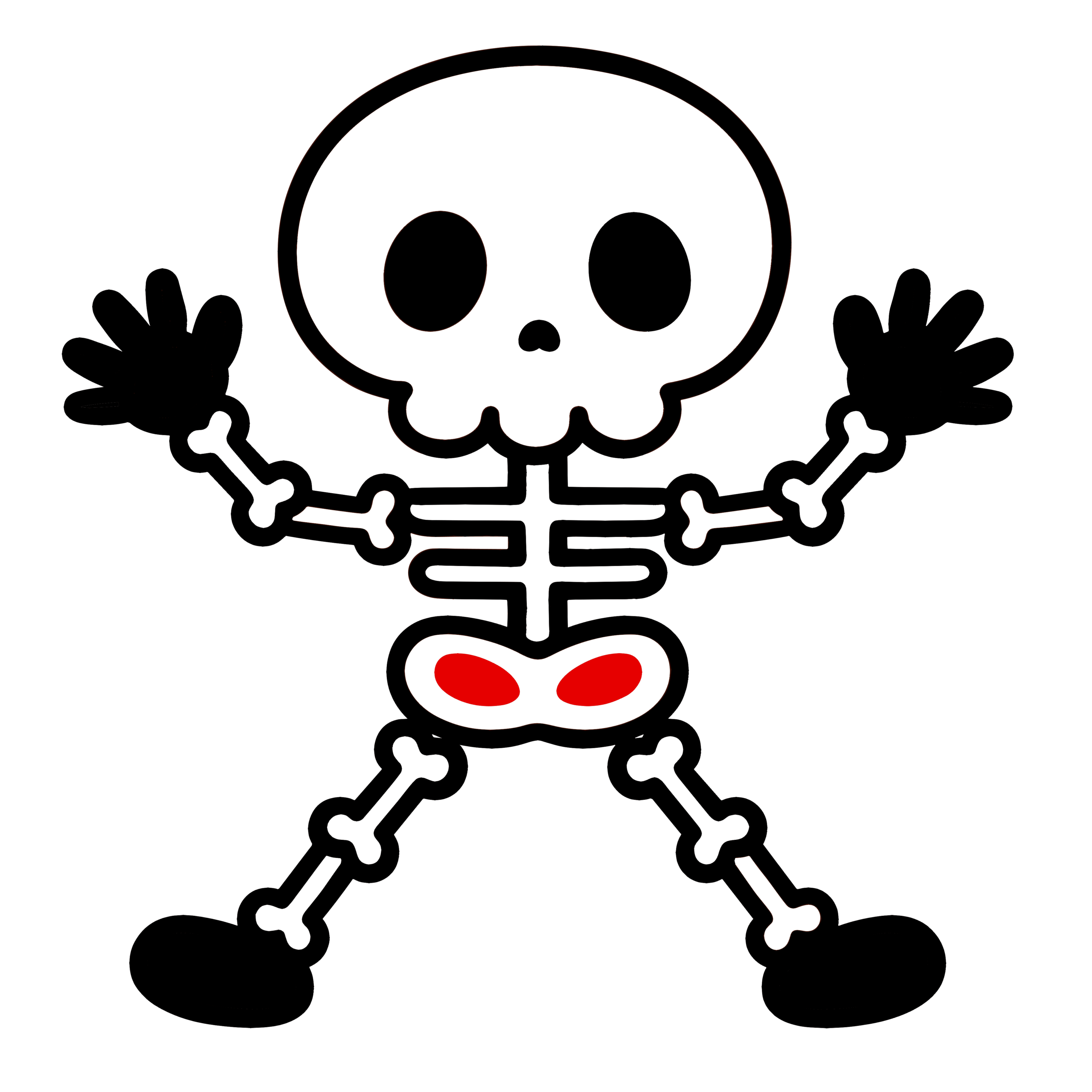 通常画像:かわいいガイコツの全身イラスト。簡単・無料で使えるダウンロード素材アイコンです。