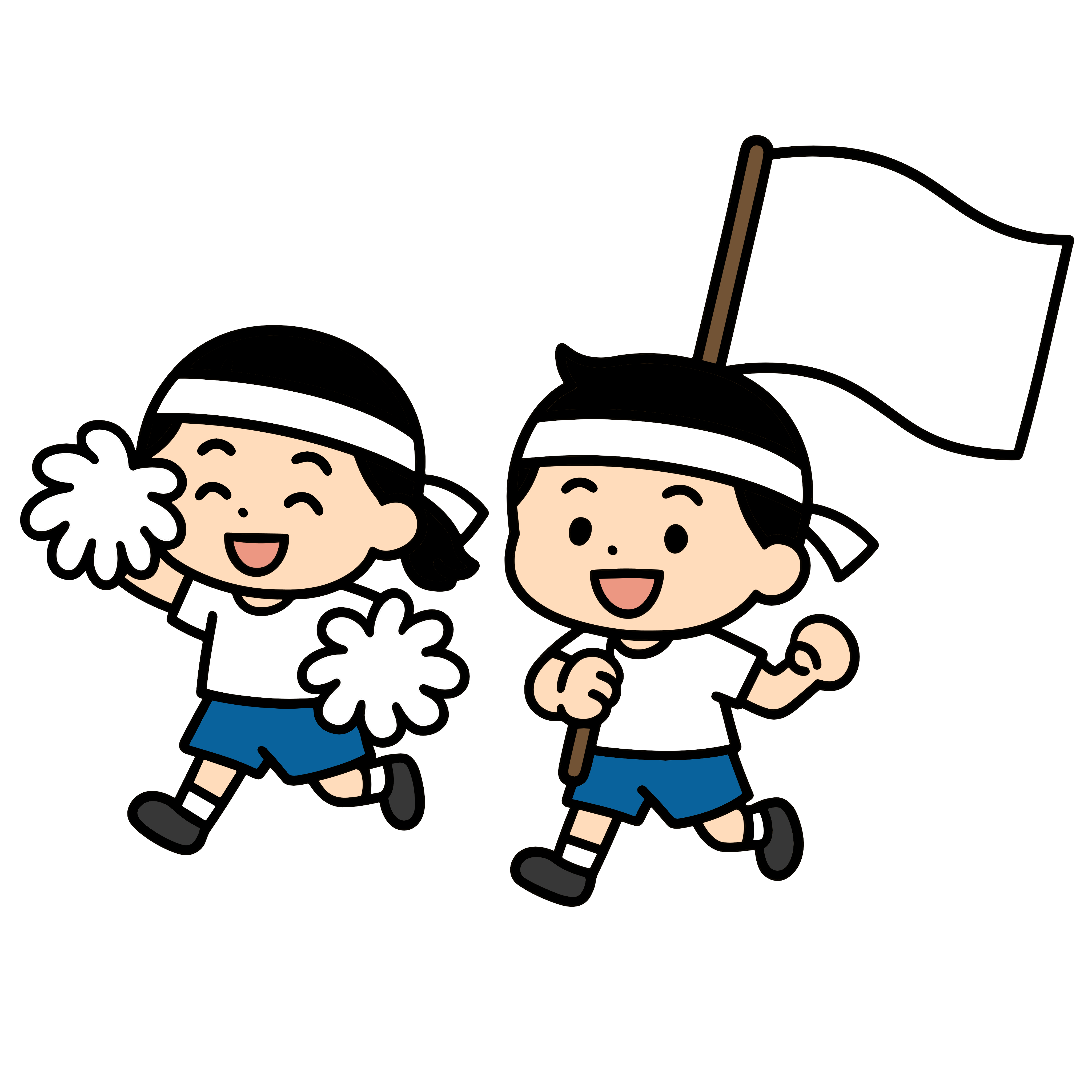 白組応援の園児のイラスト無料ダウンロード（カラー）