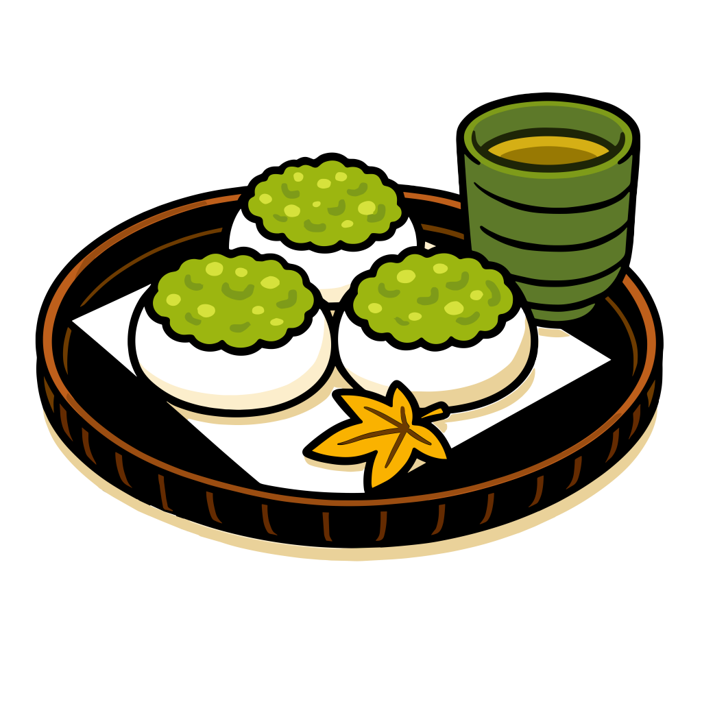 かわいいずんだ餅のイラスト。簡単で無料のフリー素材。アイコンやダウンロード用途におすすめです。
