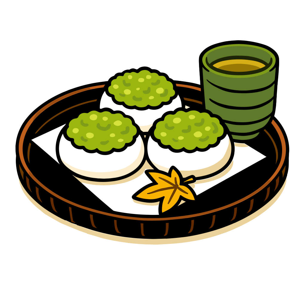かわいいずんだ餅のイラスト。簡単で無料の背景透過素材。ダウンロードしてアイコンにも使えます。