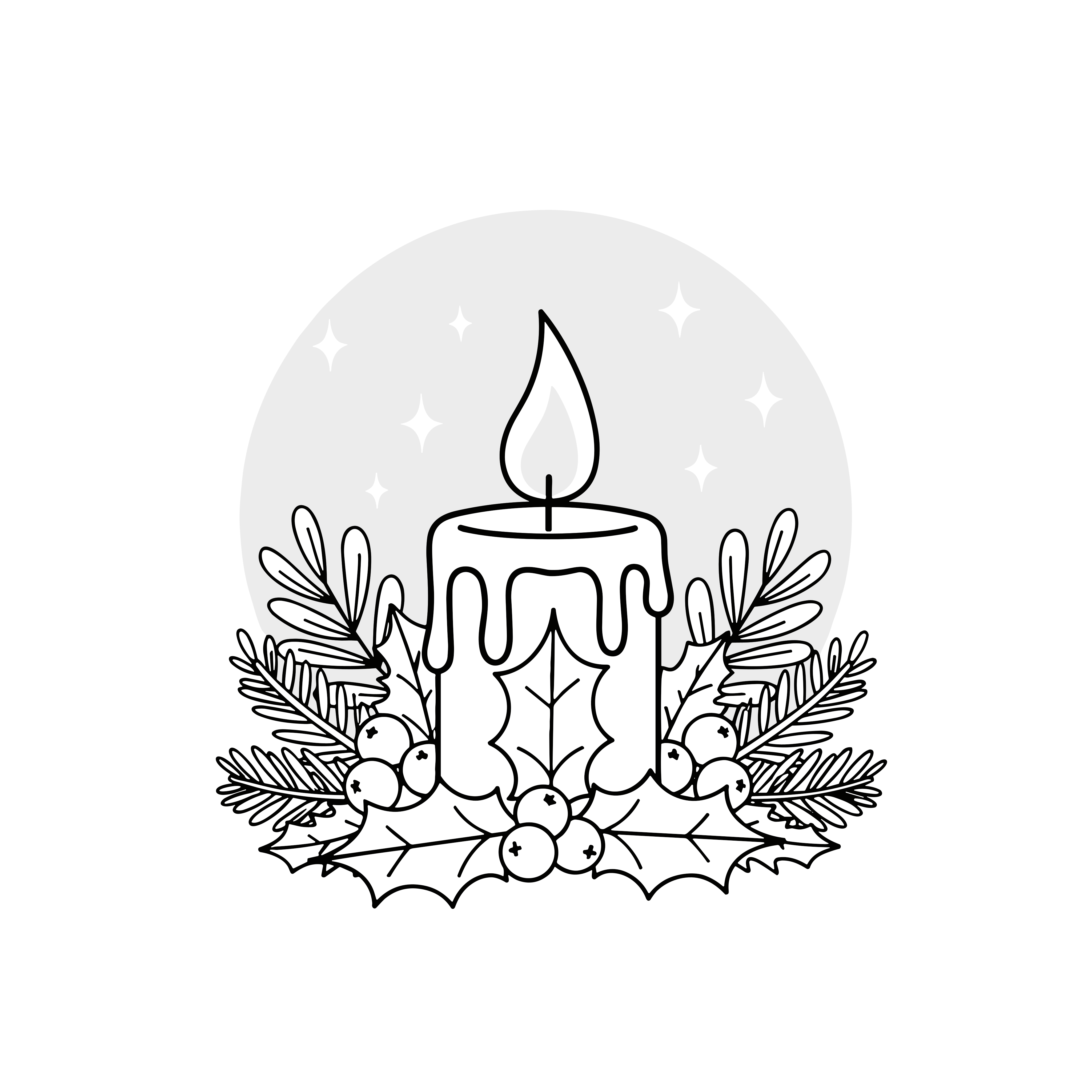 かわいいキャンドルのイラスト。簡単で無料の白黒(モノクロ)素材。ダウンロードして使えるアイコンです。