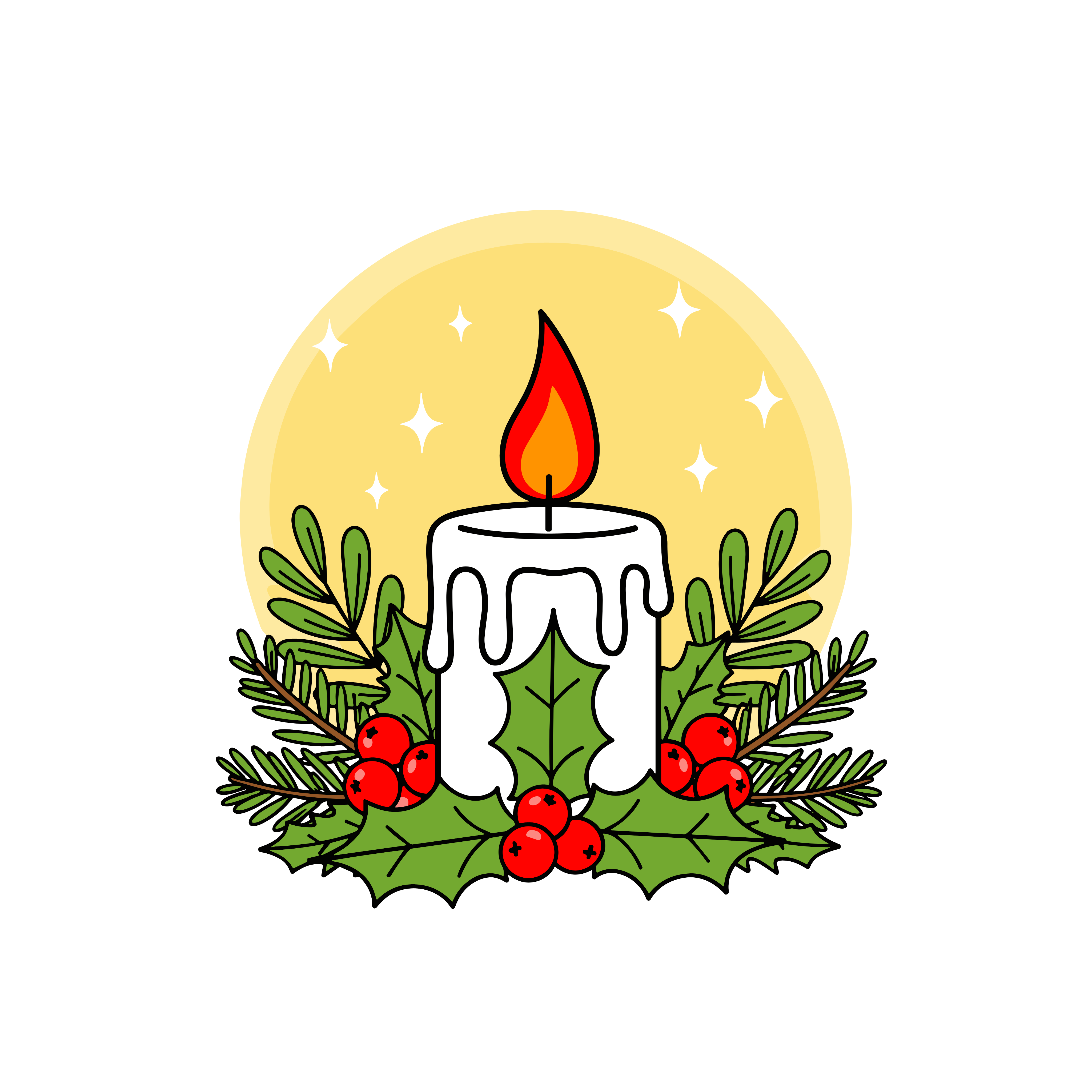 かわいいキャンドルのイラスト。簡単で無料の背景透過素材。ダウンロードしてアイコンにも使えます。