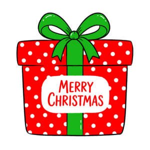 かわいいクリスマスプレゼントのイラスト。簡単で無料の背景透過素材。ダウンロードしてアイコンにも使えます。